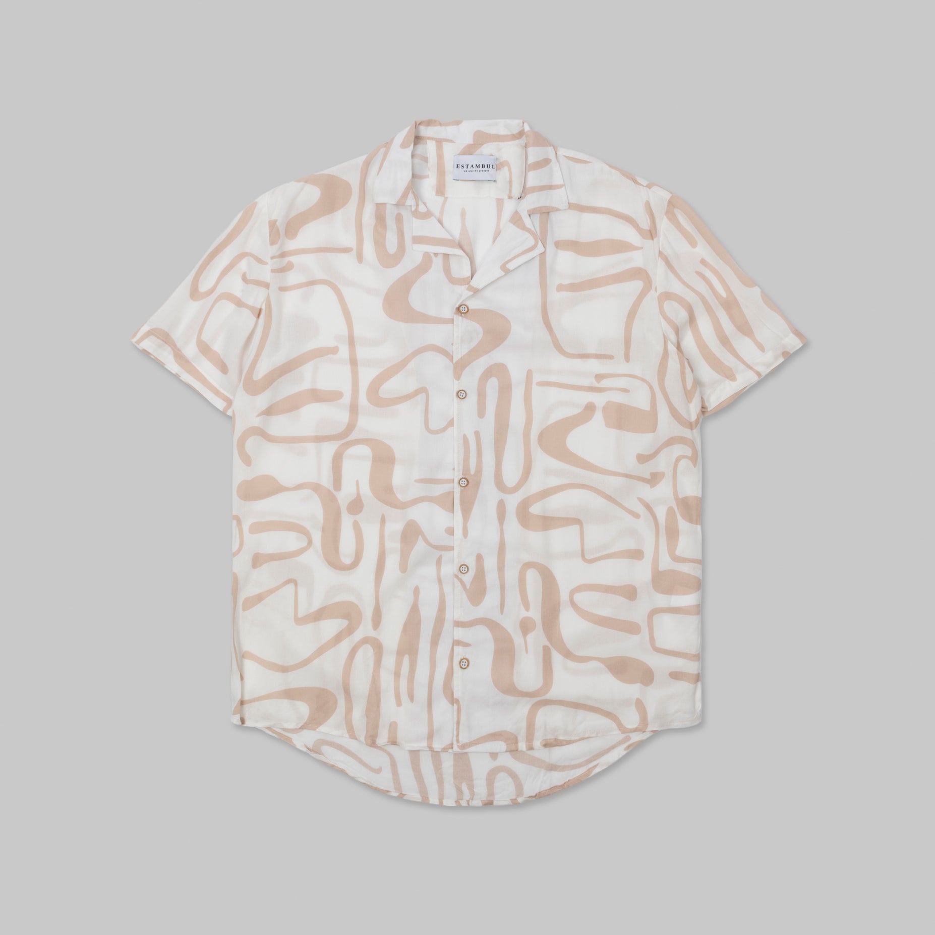 Camisa hombre basica cuello sport beige