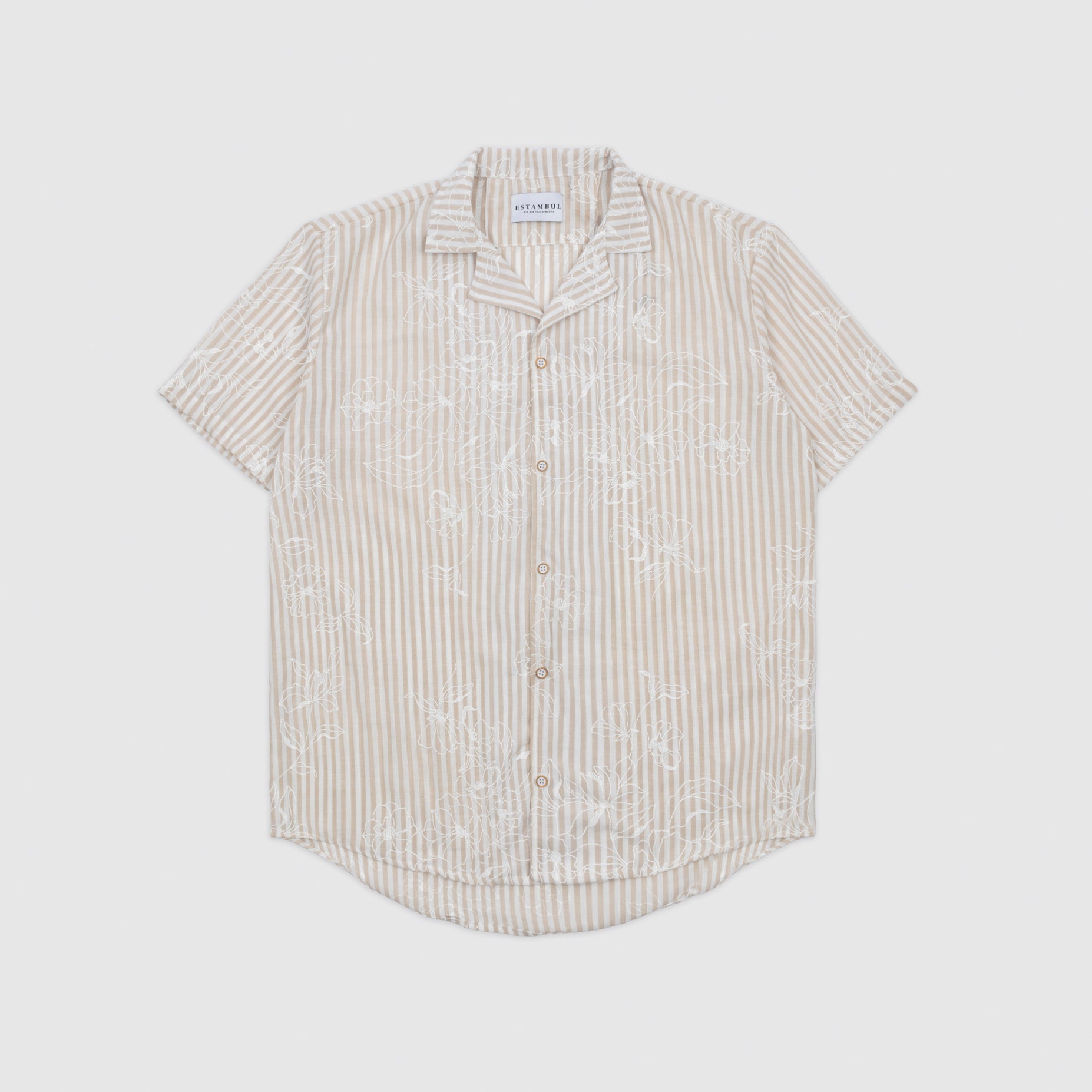 Camisa hombre cuello sport flor