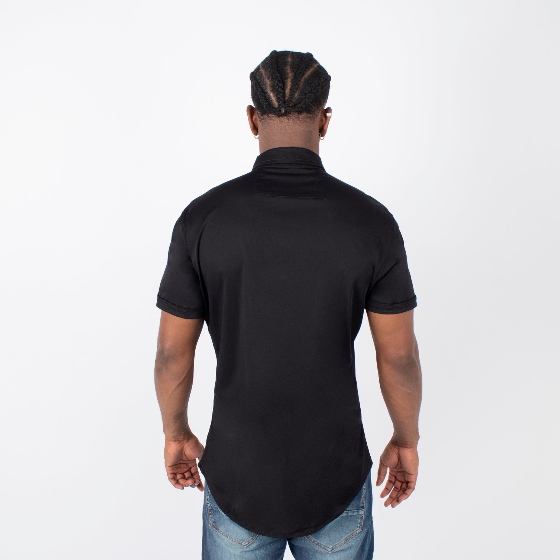Camisa hombre basica cuello Negra