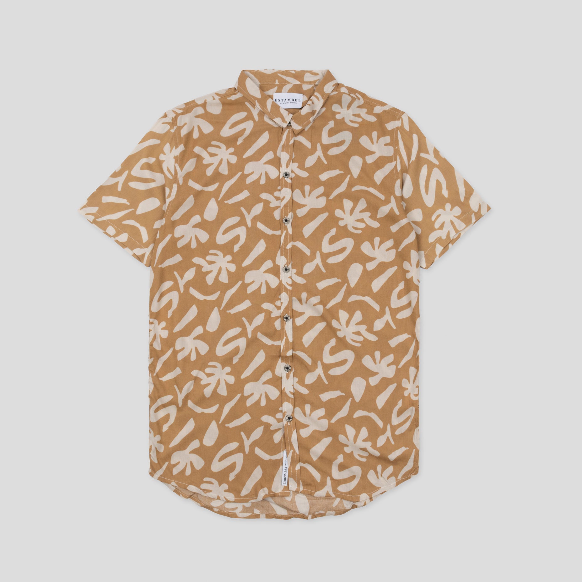 Camisa hombre decorada beige