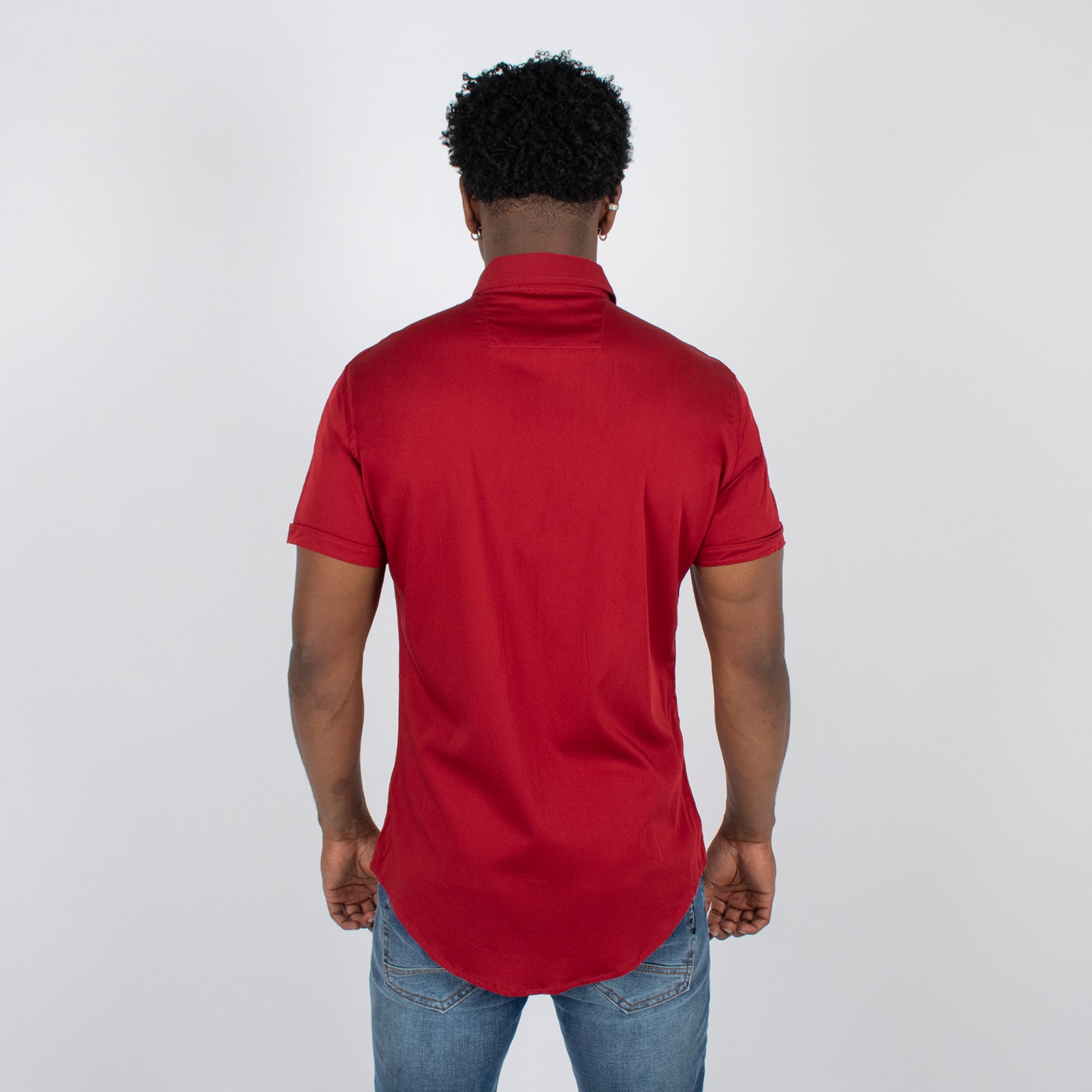 Camisa hombre basica cuello  roja