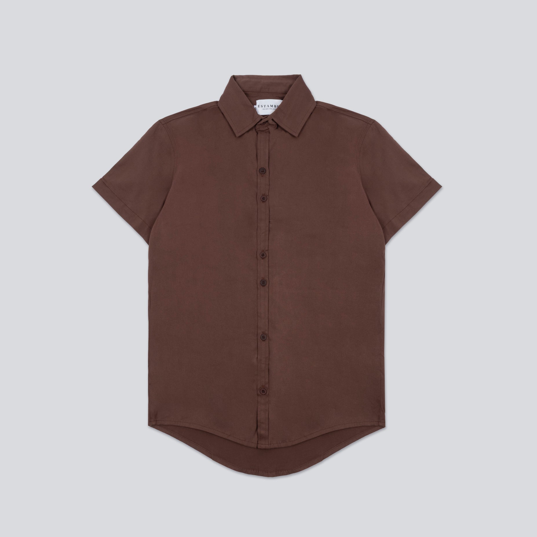 Camisa hombre cuello basica cafe