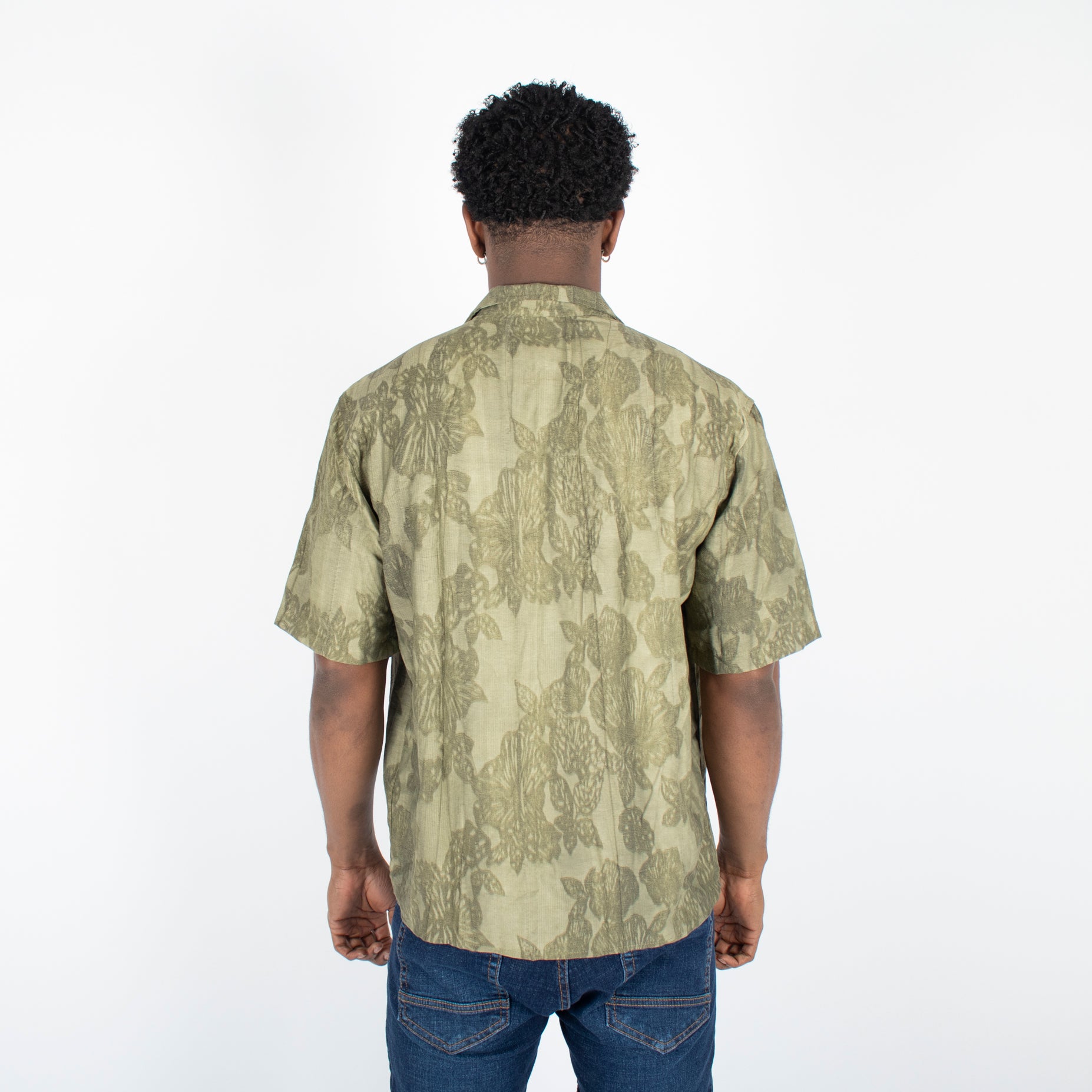 Camisa hombre cuello sport textura verde