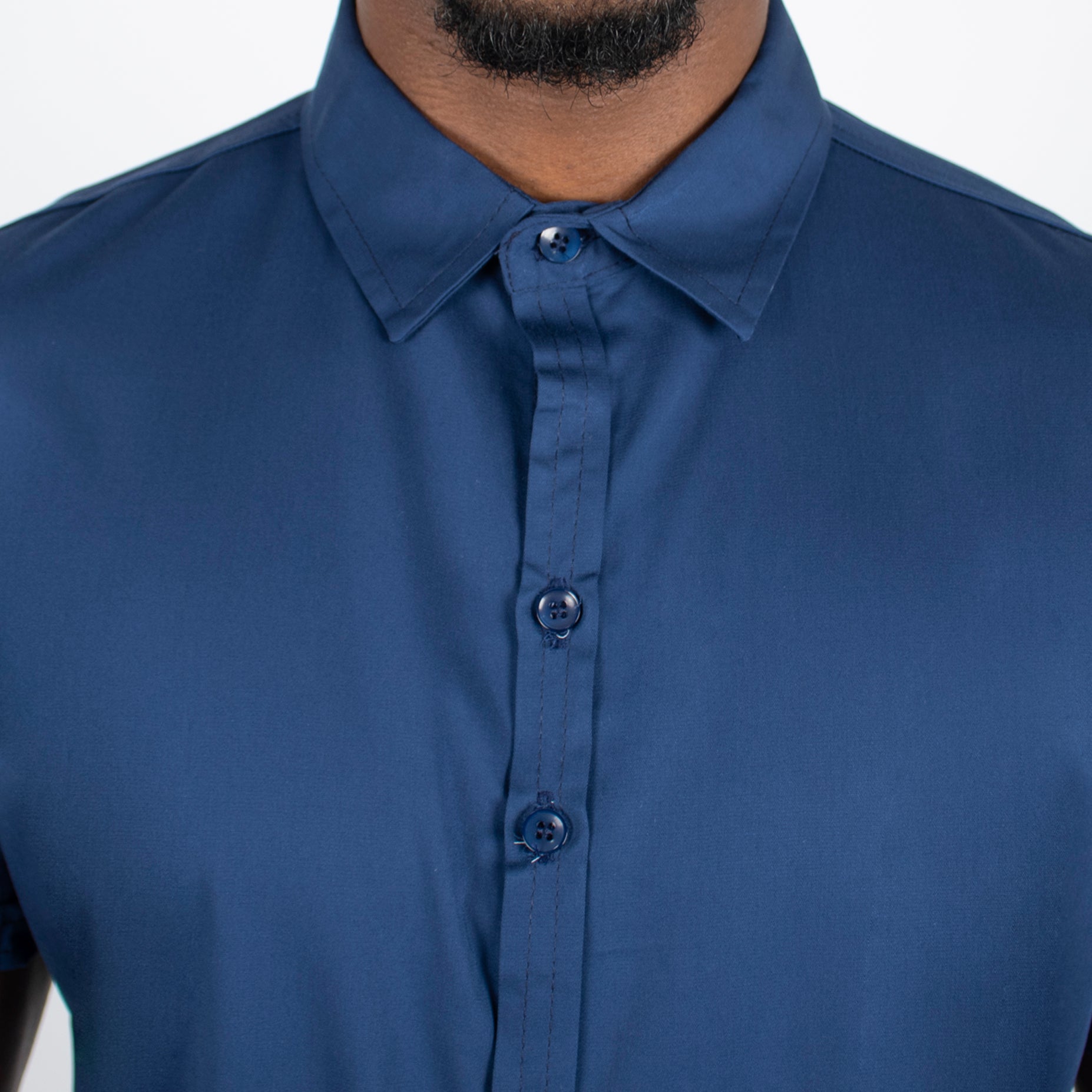 Camisa hombre cuello mc azul