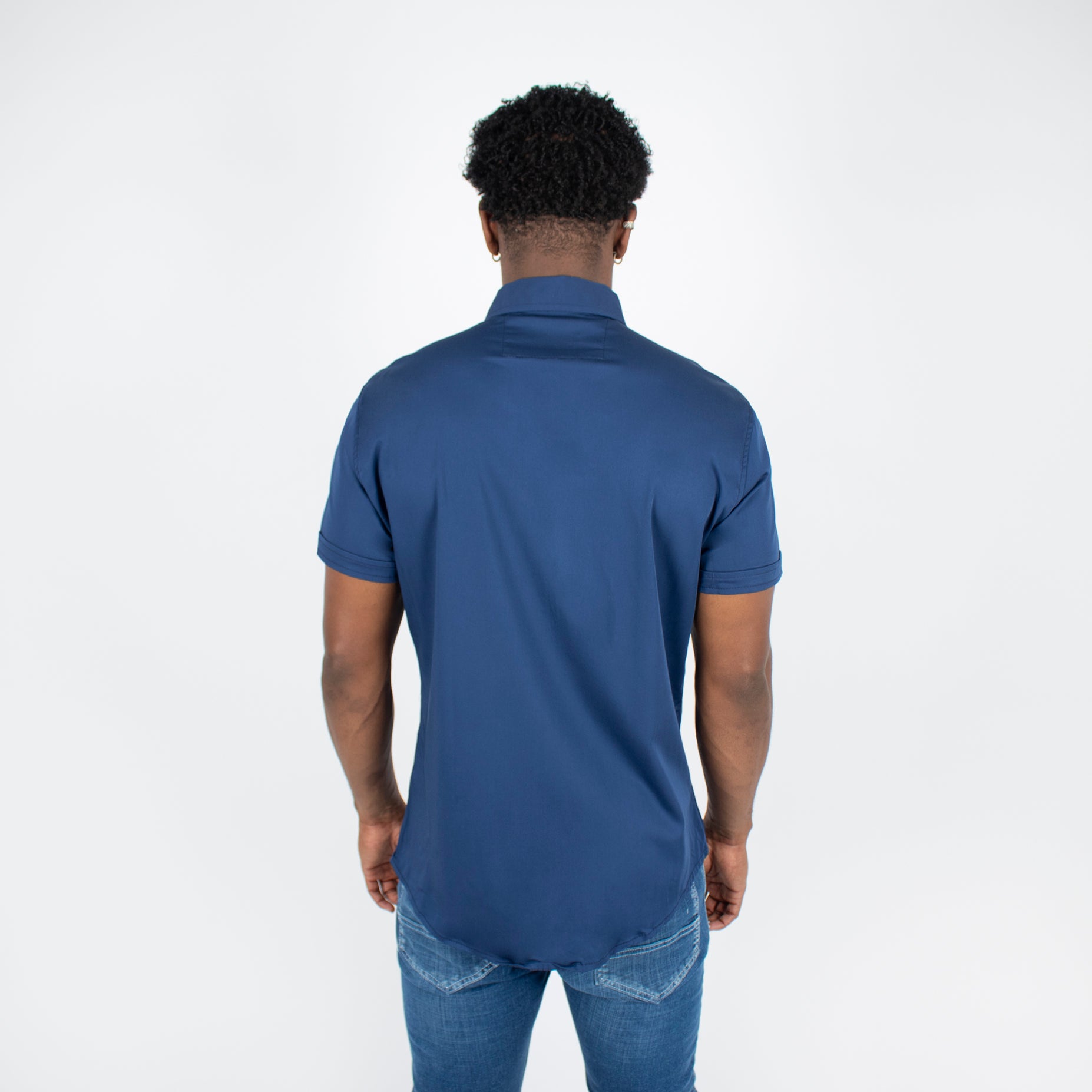 Camisa hombre cuello mc azul