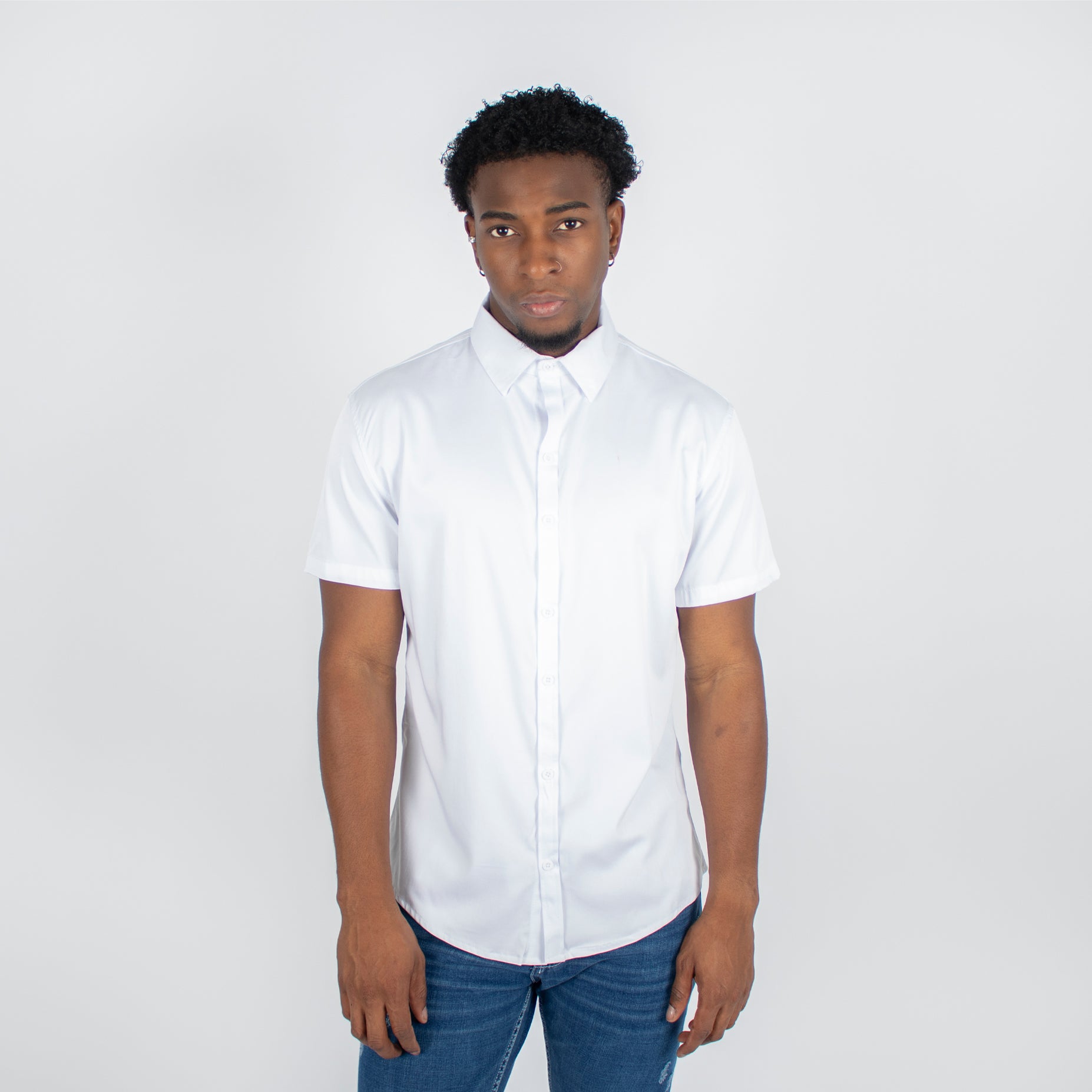 Camisa hombre cuello blanca