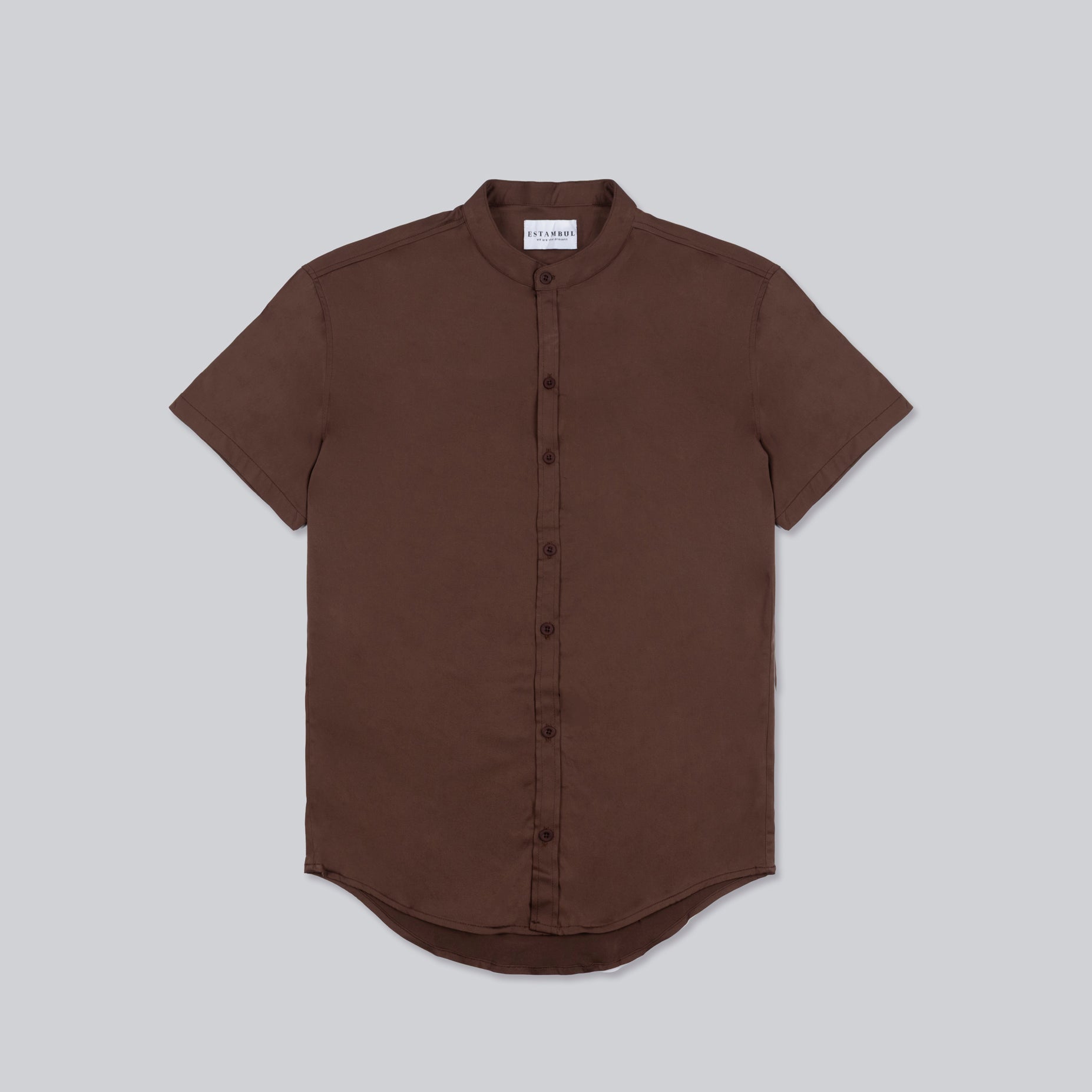 Camisa hombre cuello neru cafe