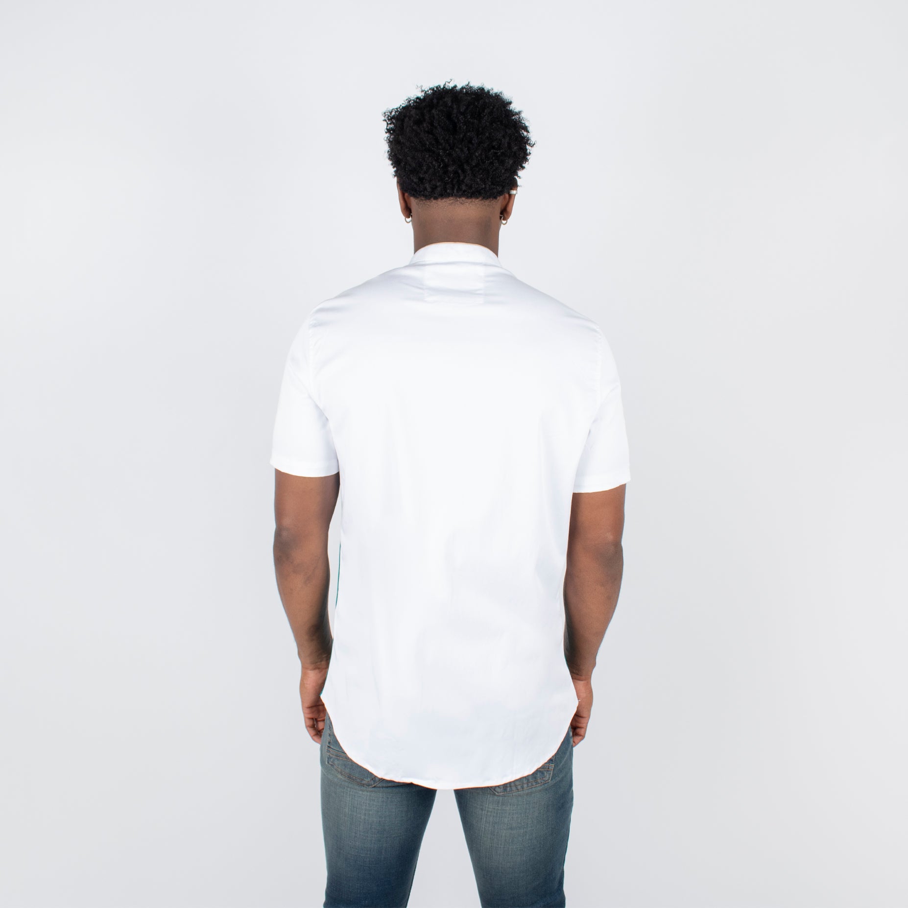 Camisa hombre cortes verde con blanco