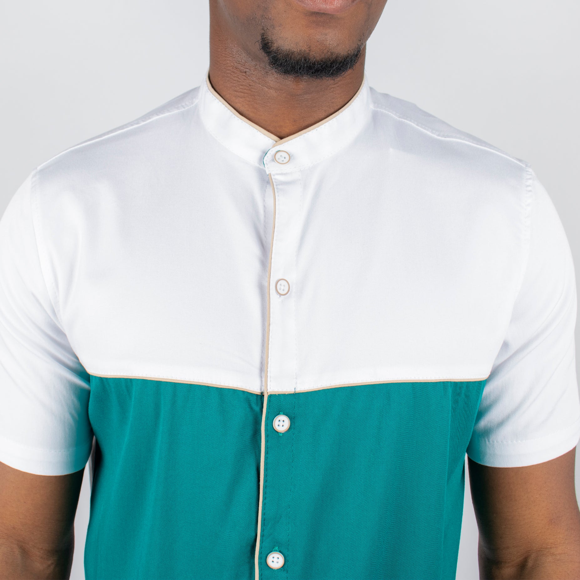 Camisa hombre cortes verde con blanco