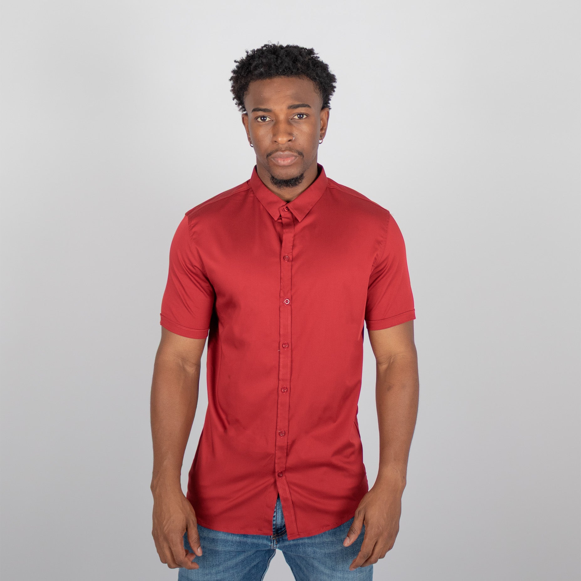 Camisa hombre cuello roja