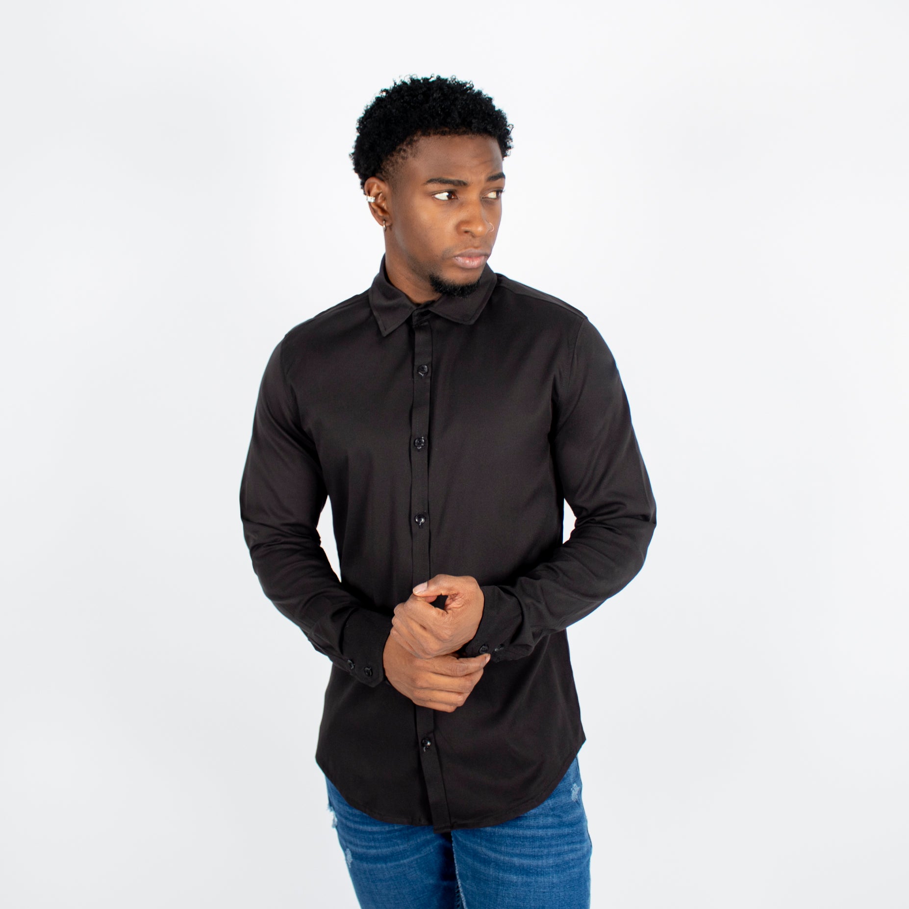 Camisa hombre ML negra