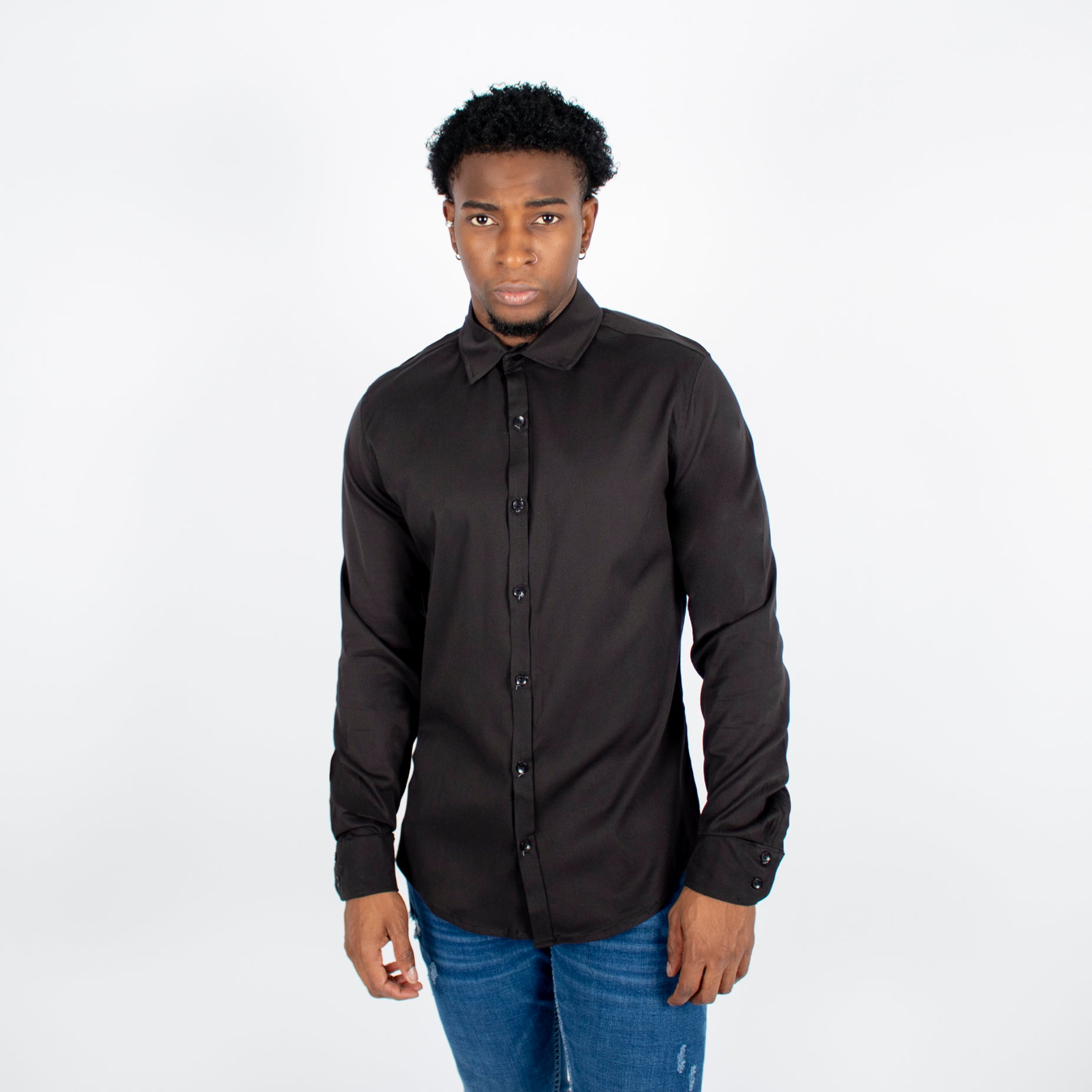 Camisa hombre ML negra