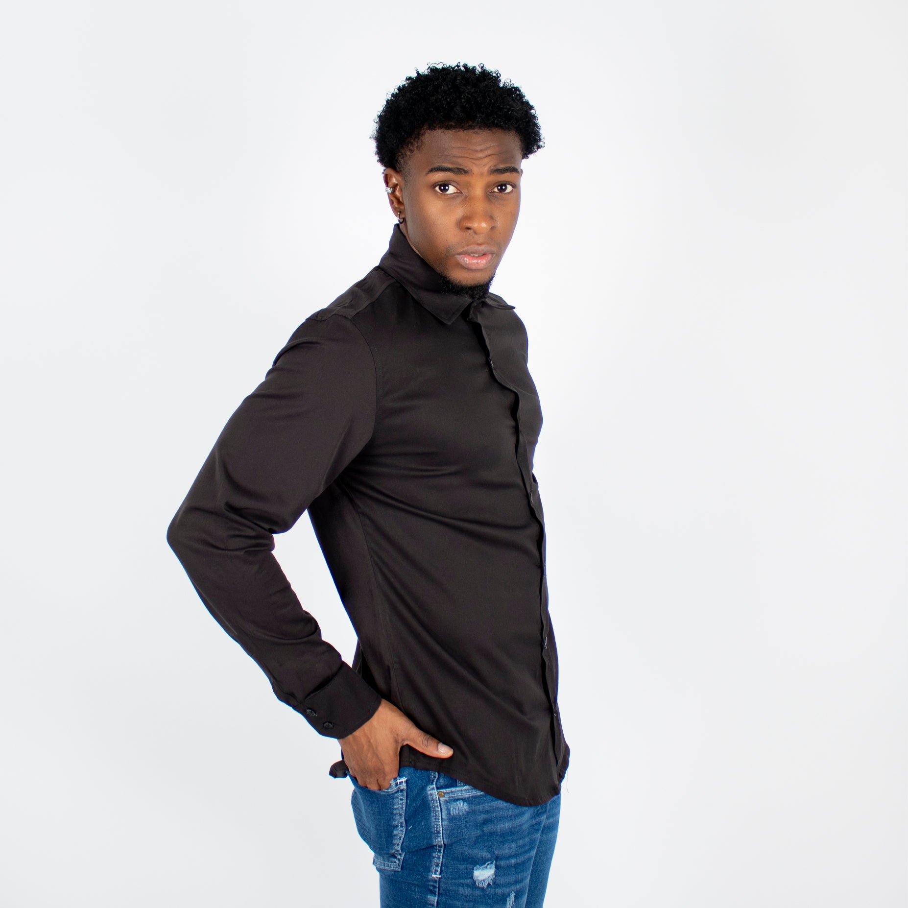 Camisa hombre ML negra