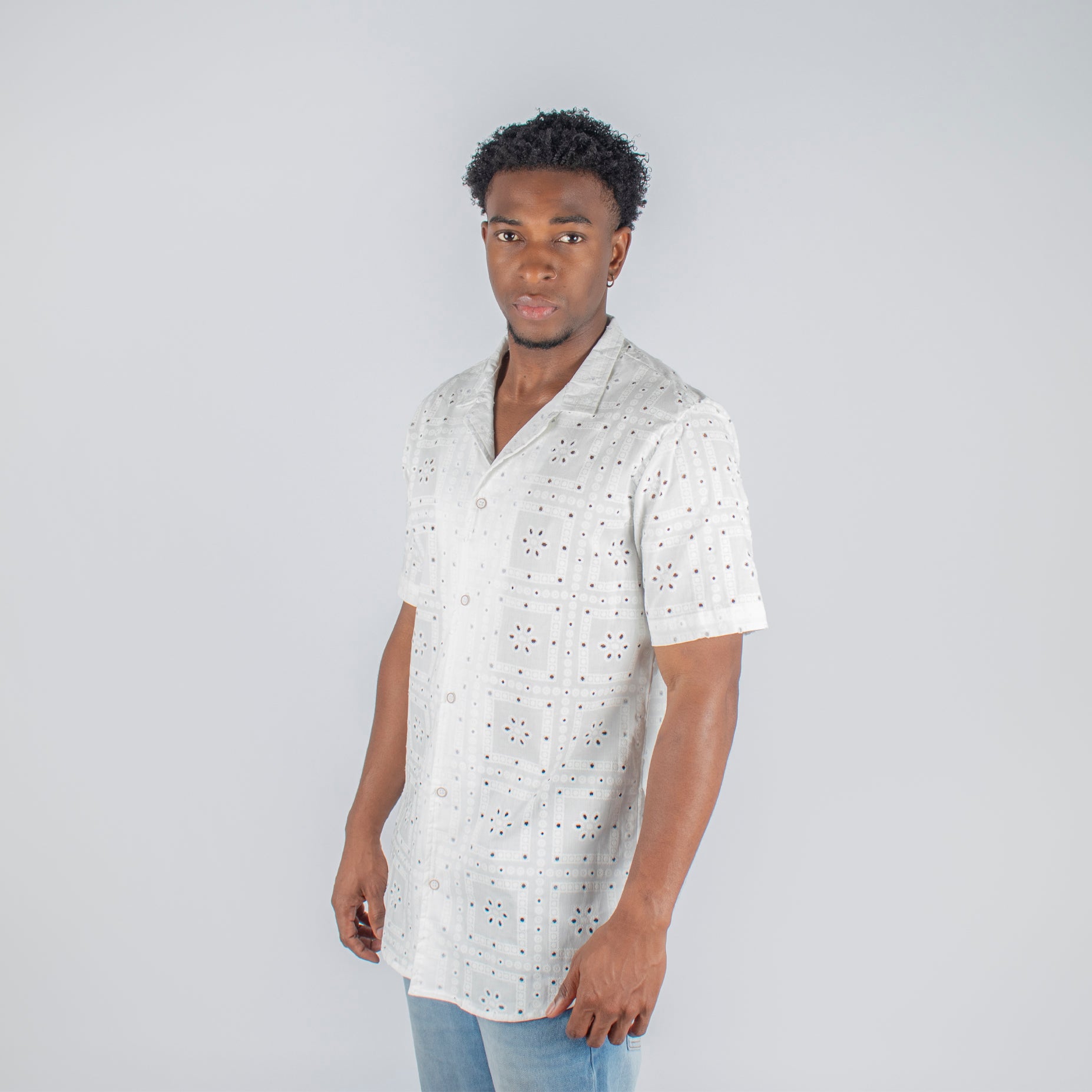 Camisa hombre textura blanca