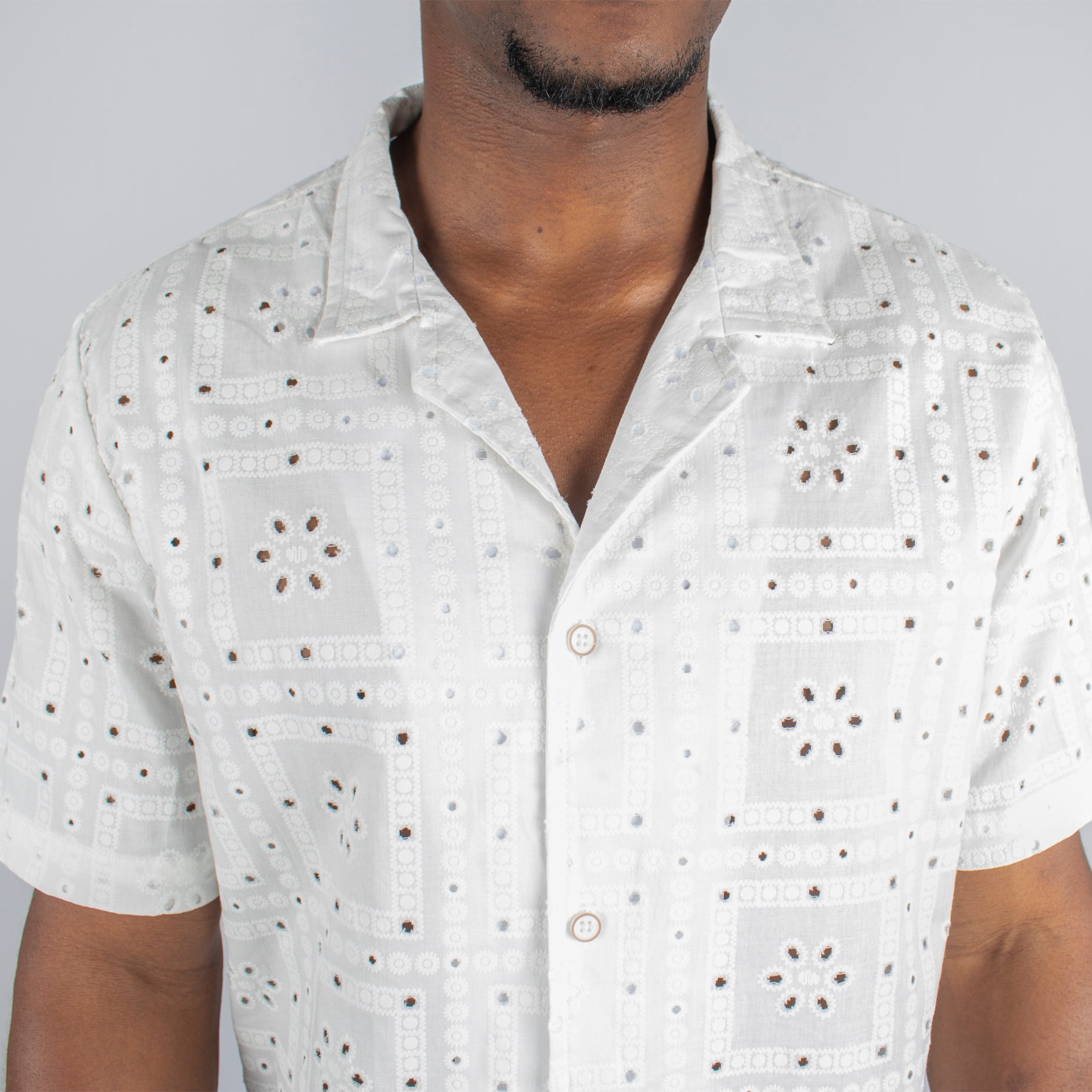 Camisa hombre textura blanca