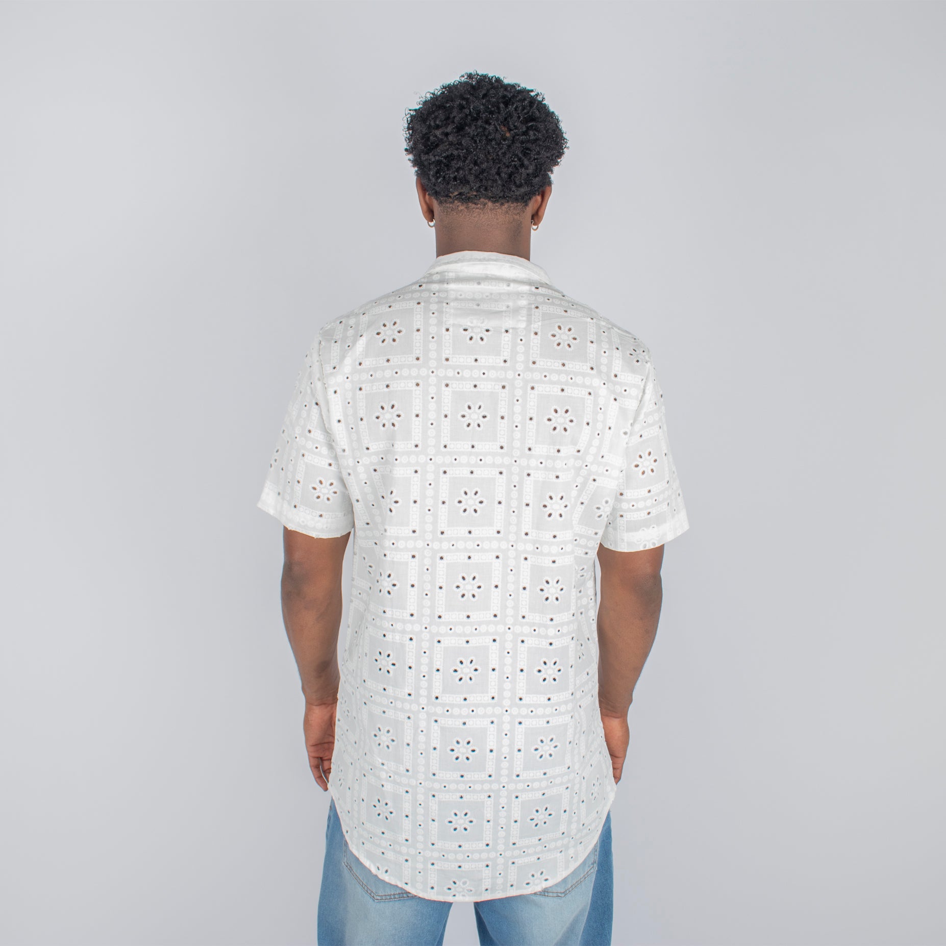 Camisa hombre textura blanca