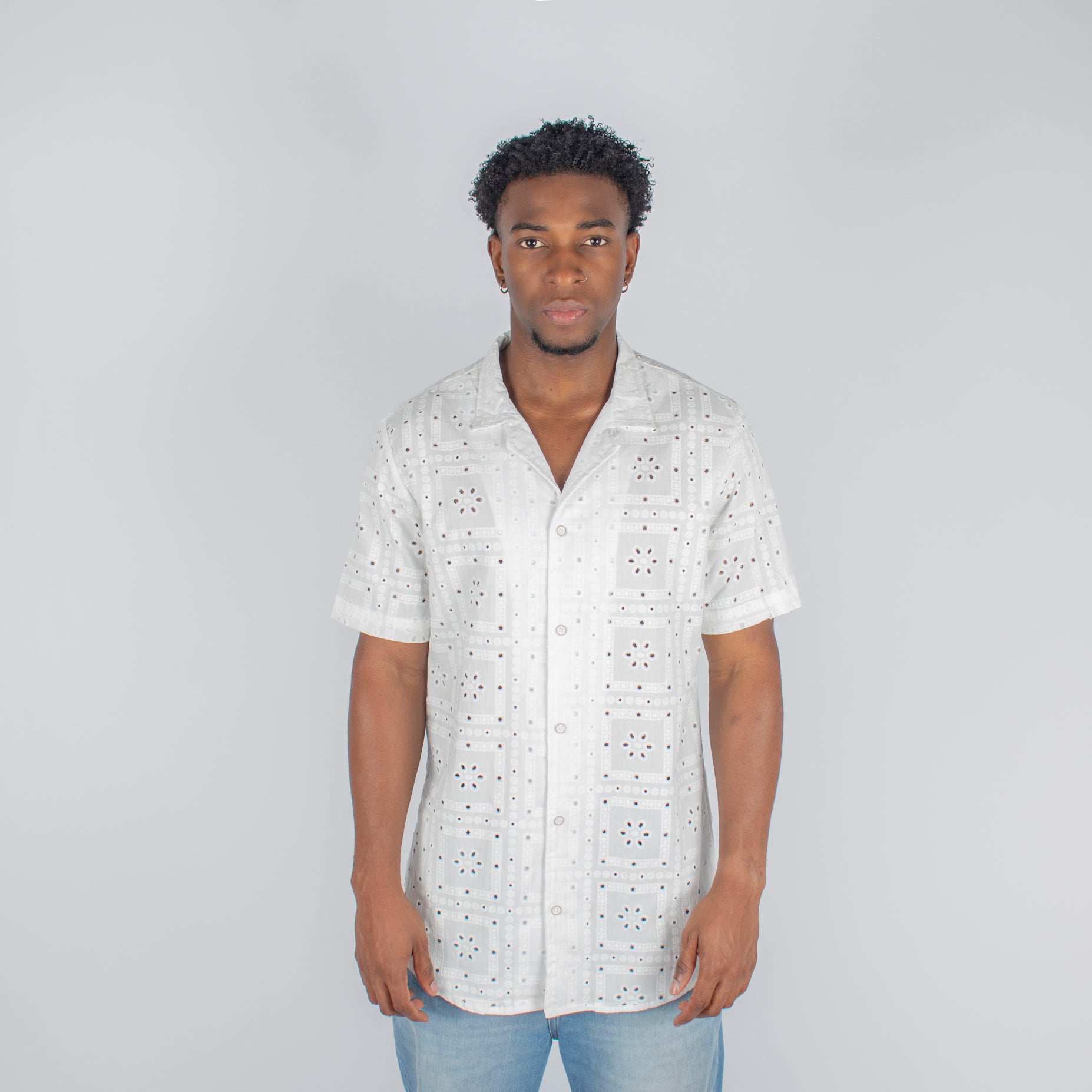 Camisa hombre textura blanca