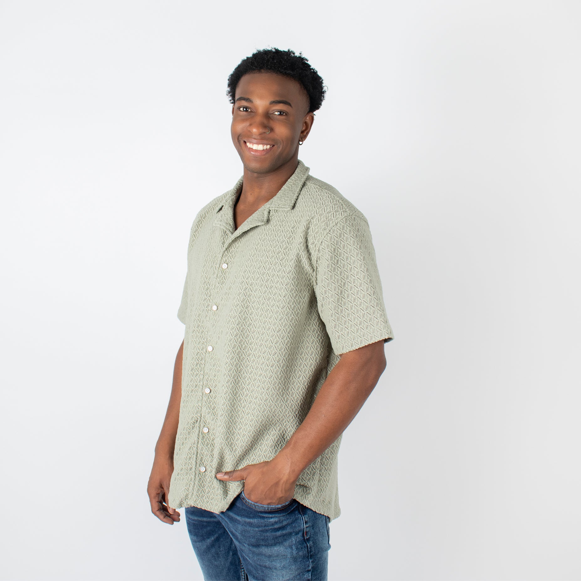 Camisa hombre textura cuello