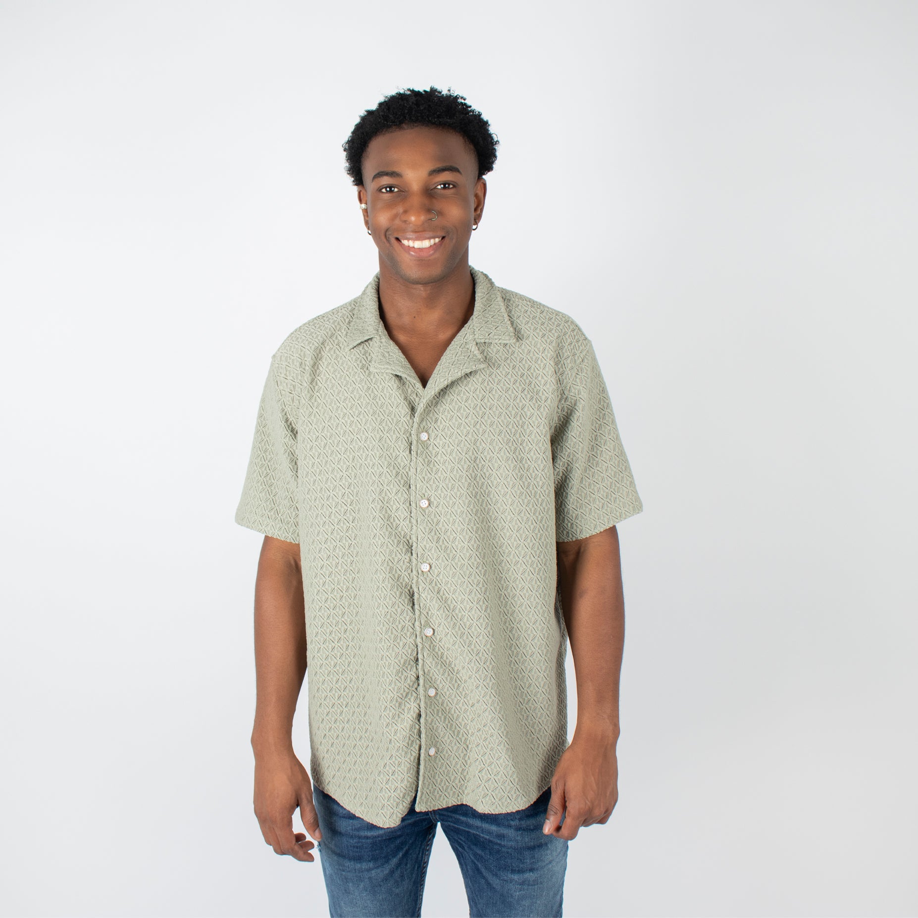 Camisa hombre textura cuello