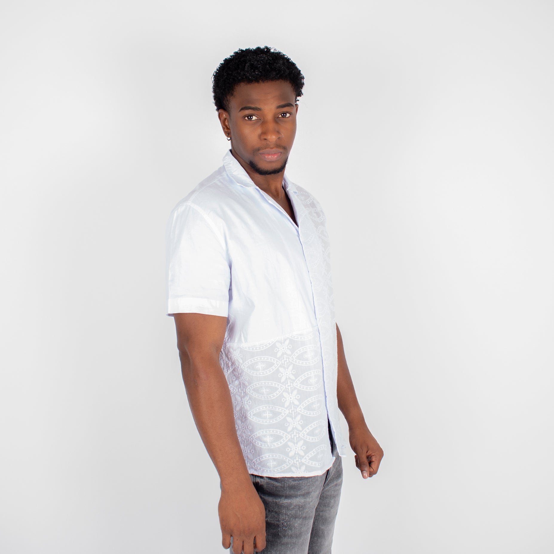 Camisa hombre cuello degrade gris