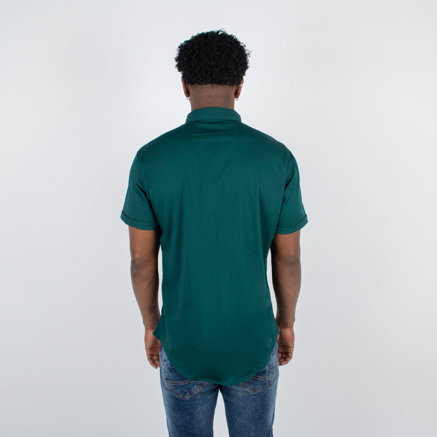 Camisa hombre básica cuello jade