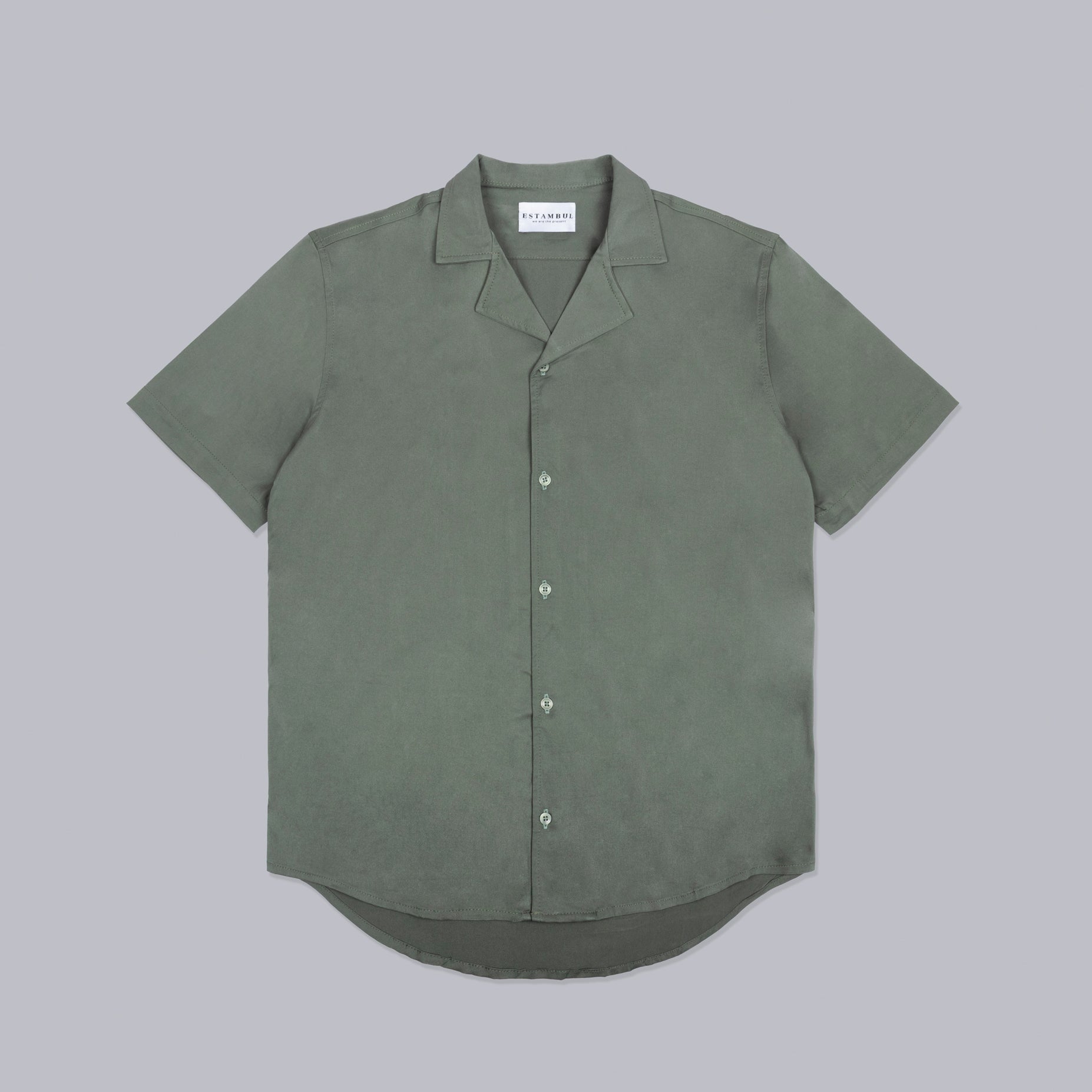 Camisa hombre basica cuello verde