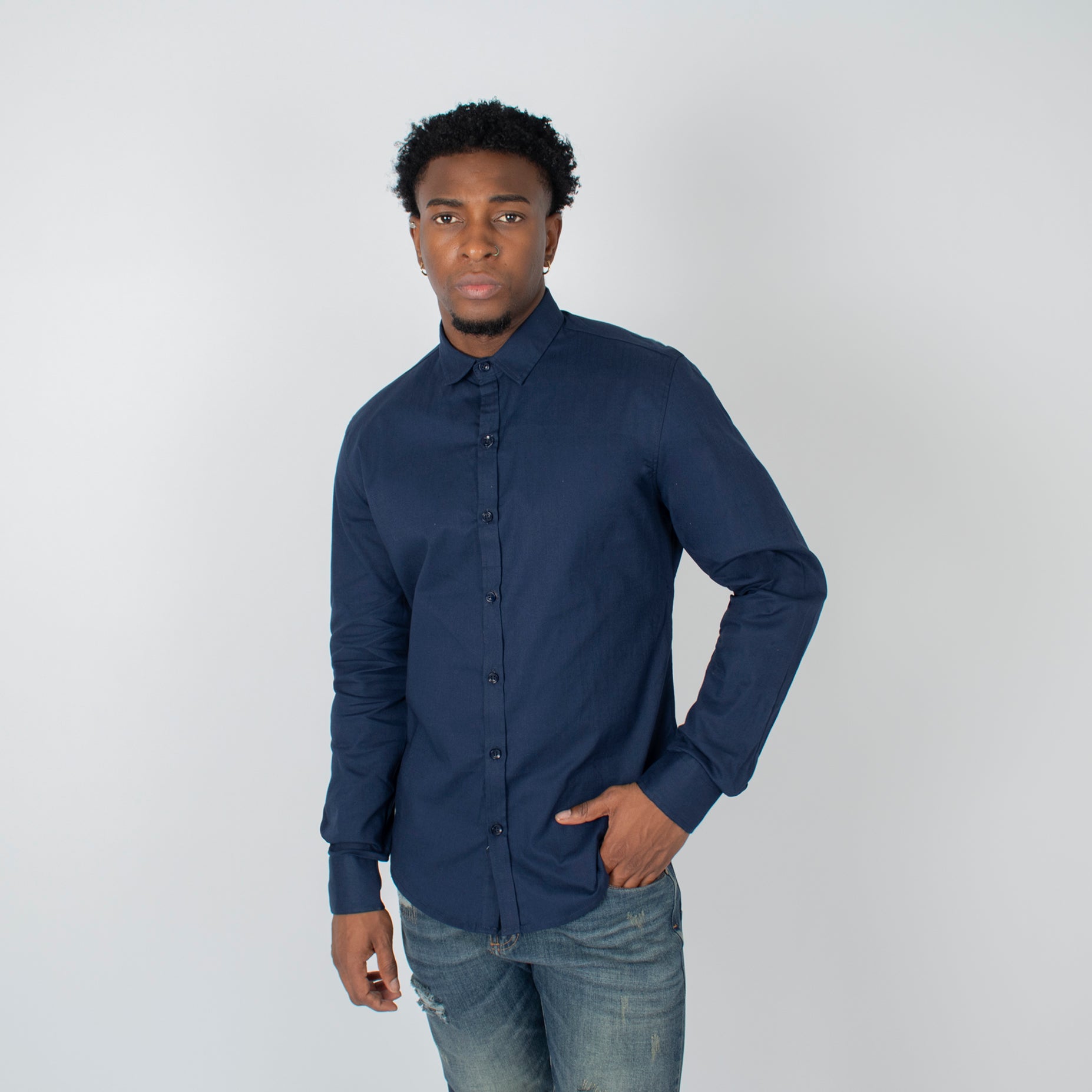 Camisa hombre ML azul