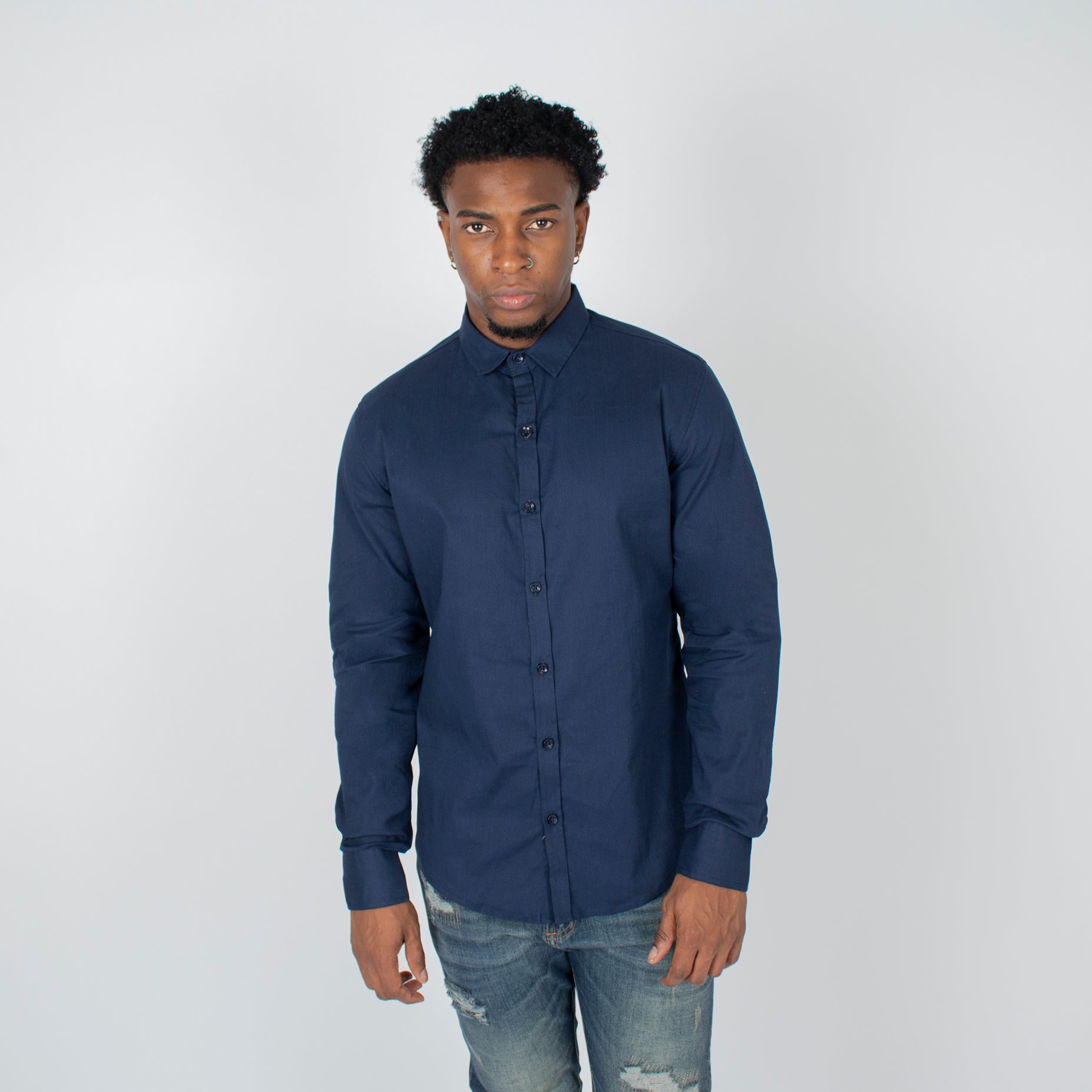 Camisa hombre ML azul