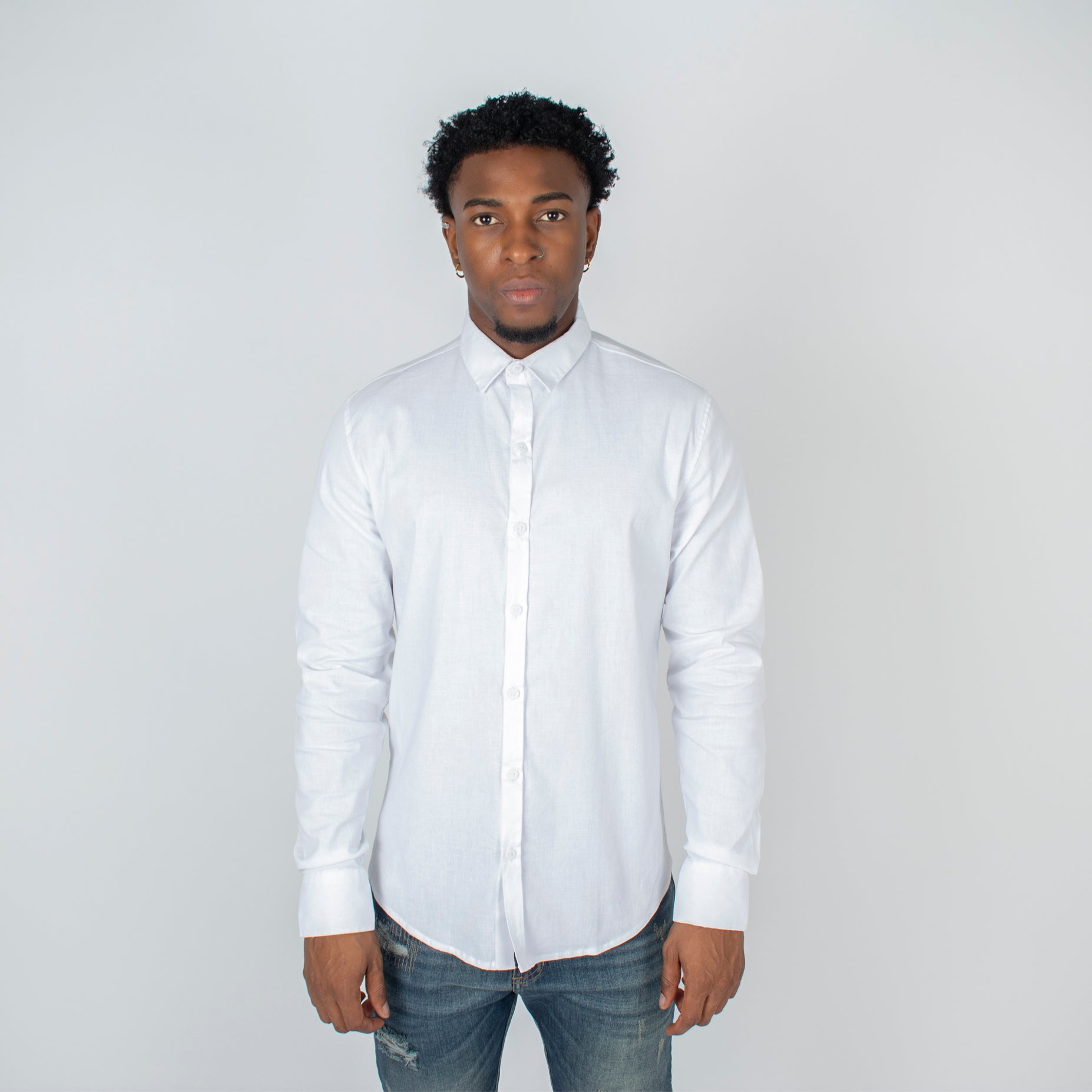 Camisa hombre cuello Ml blanca