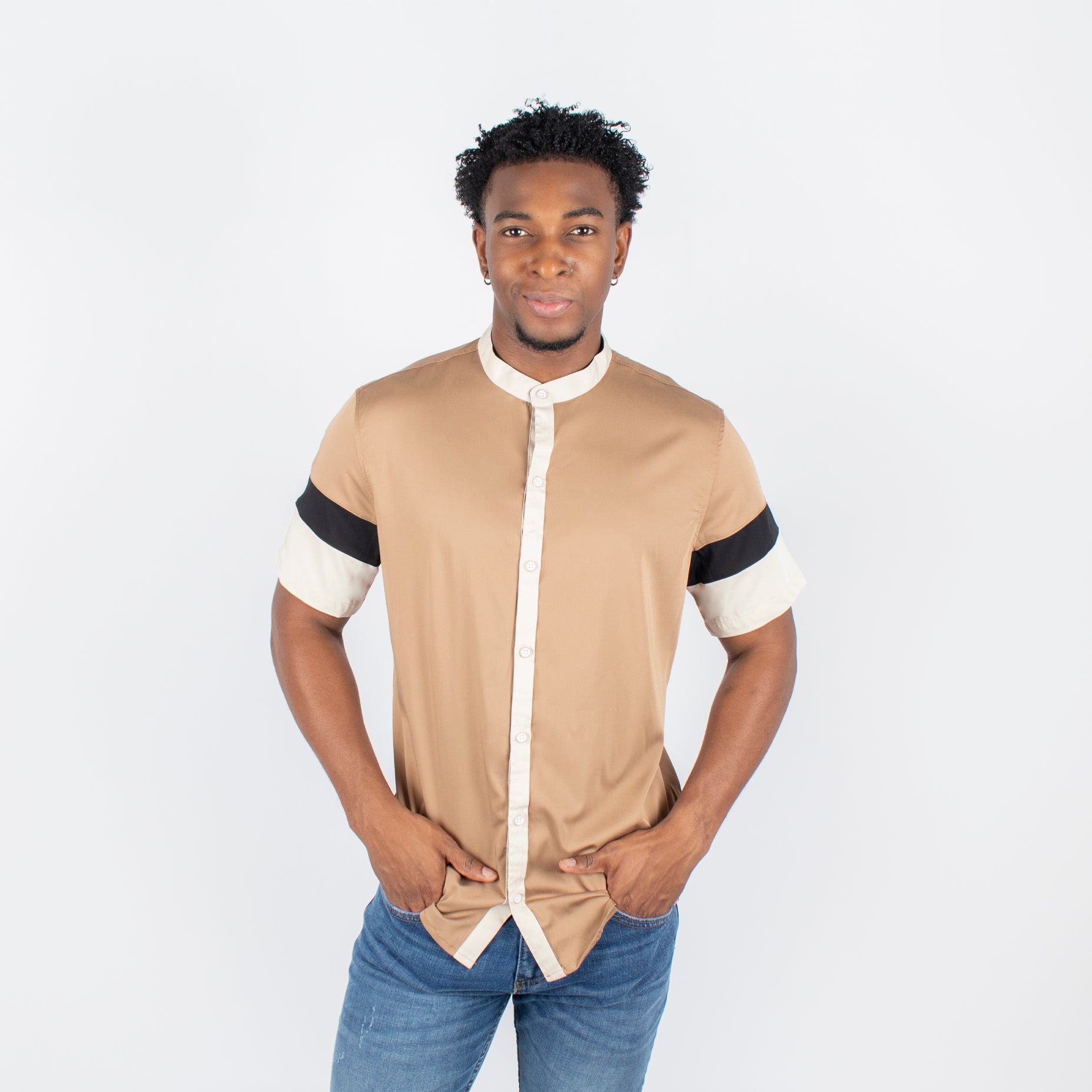 Camisa hombre cortes camel