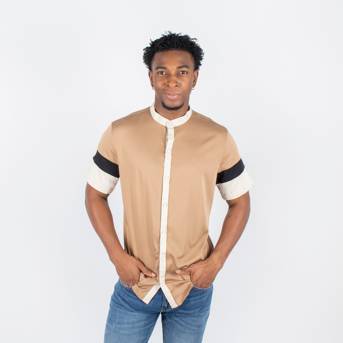 Camisa hombre cortes camel