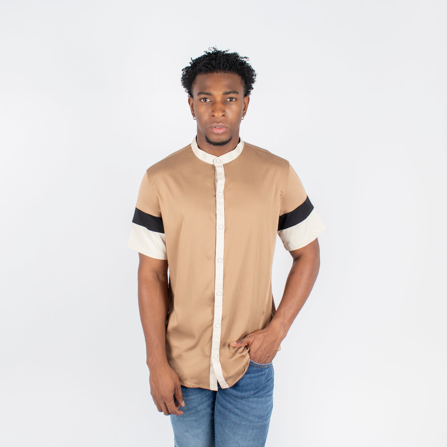 Camisa hombre cortes camel