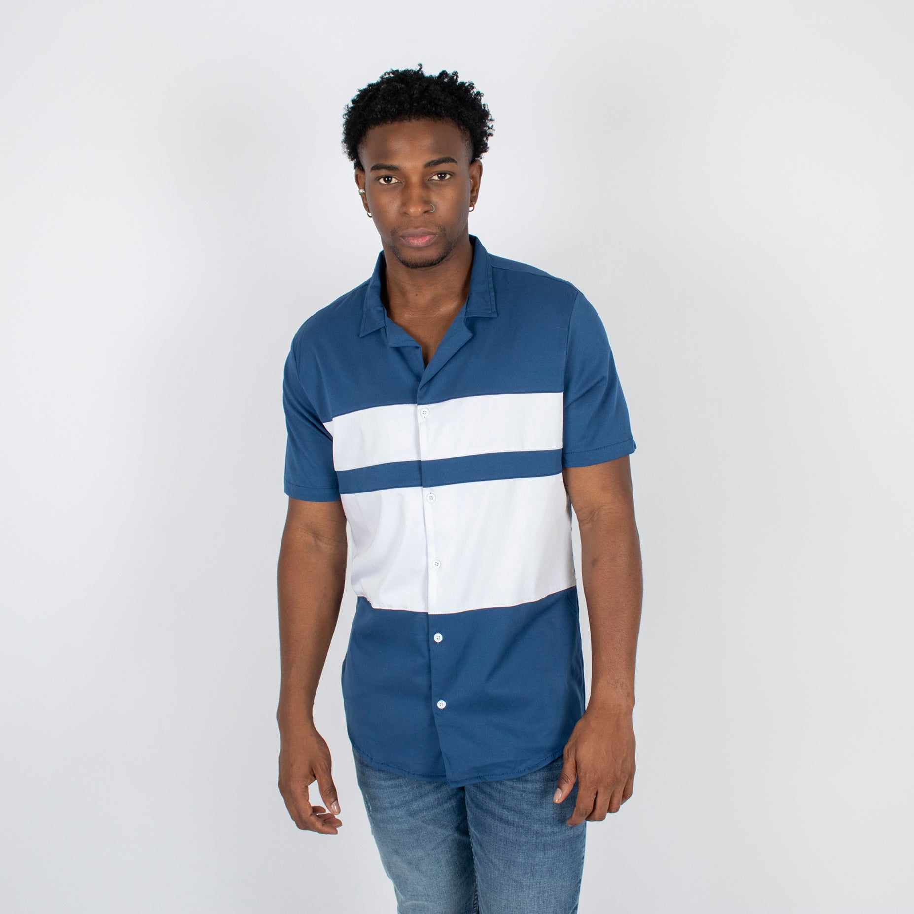 Camisa hombre cortes azul claro