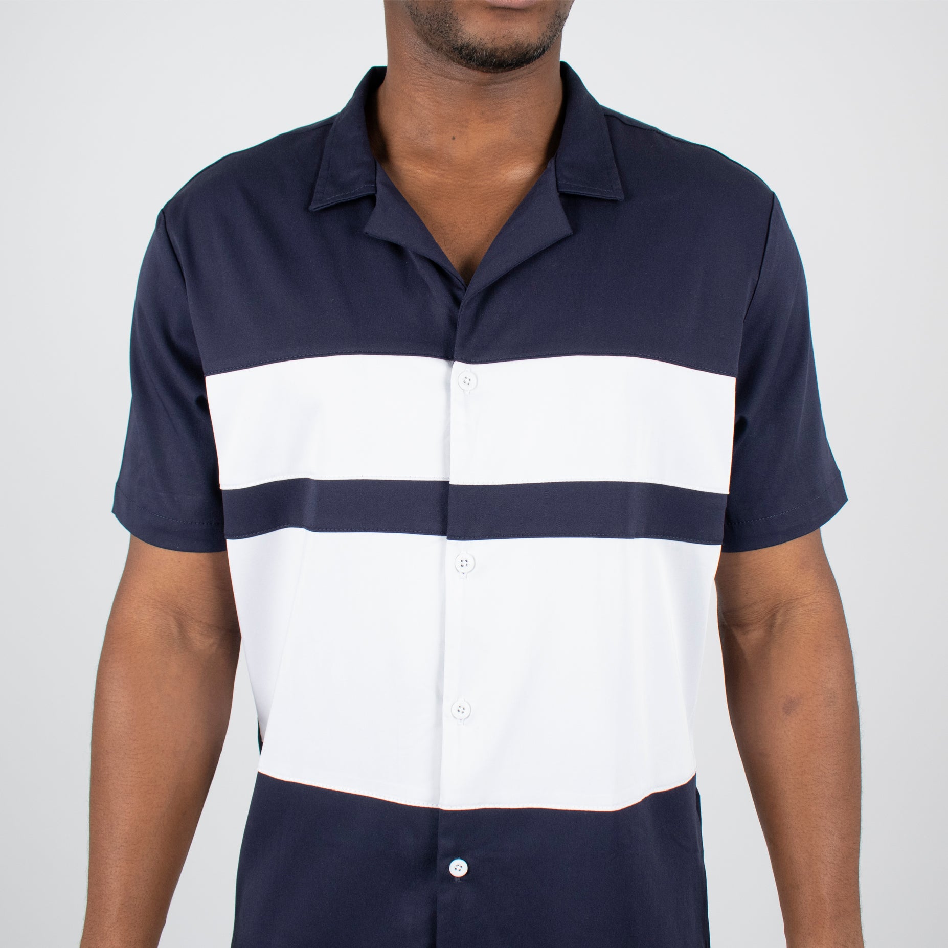 Camisa hombre cortes azul oscura