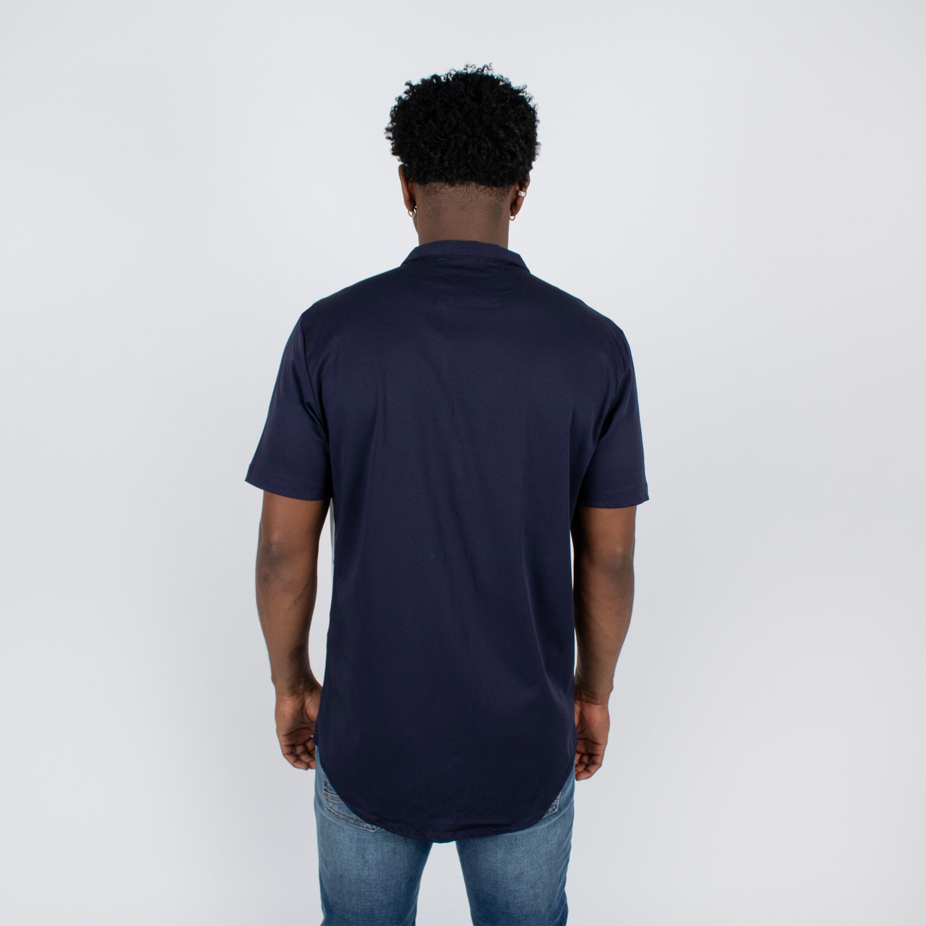 Camisa hombre cortes azul oscura