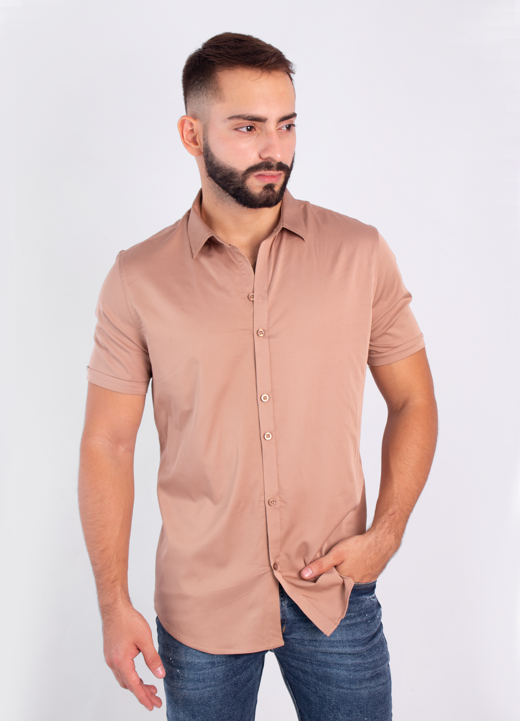 Camisa hombre cuello alto