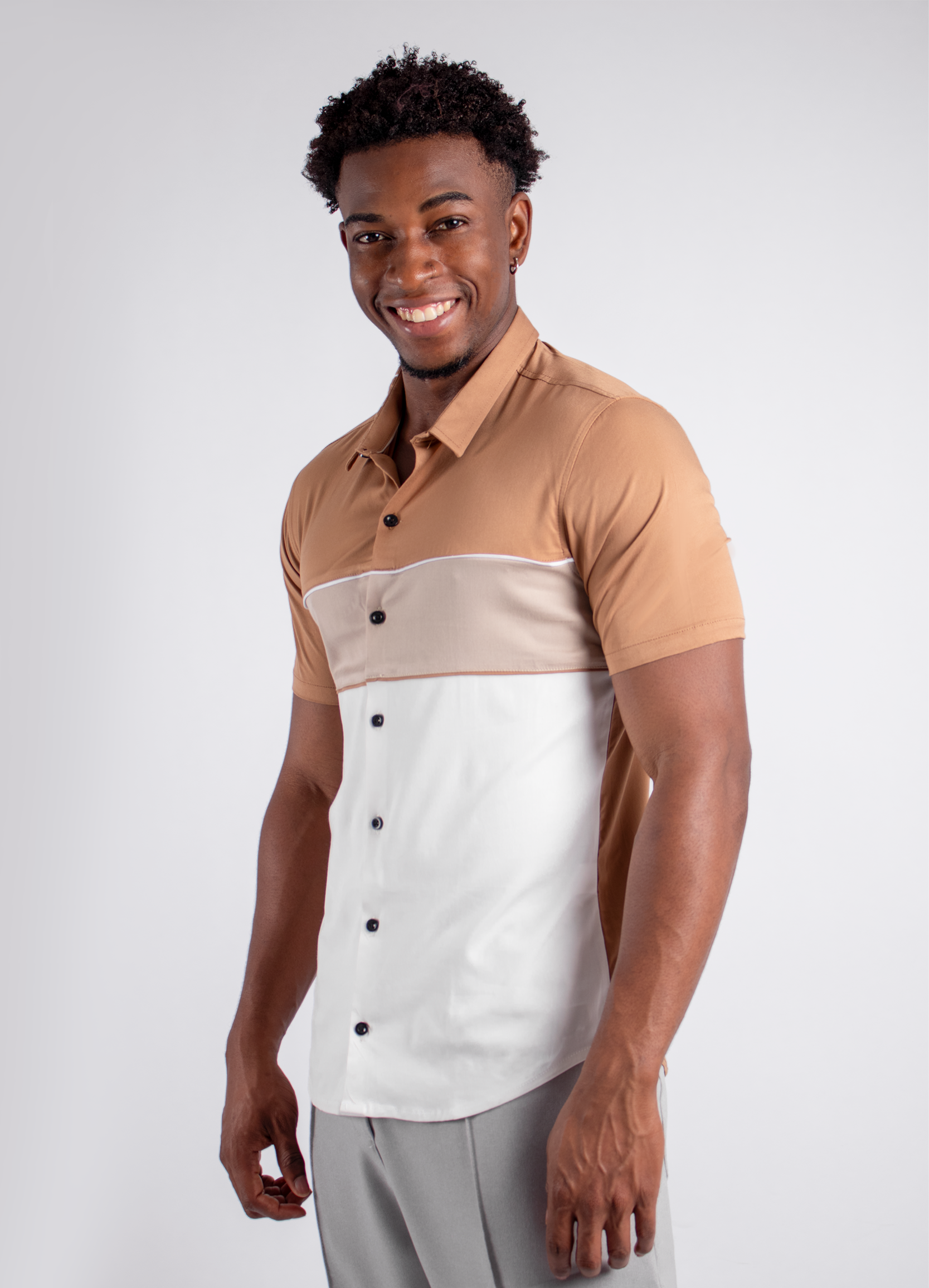Camisa hombre Corte Beige