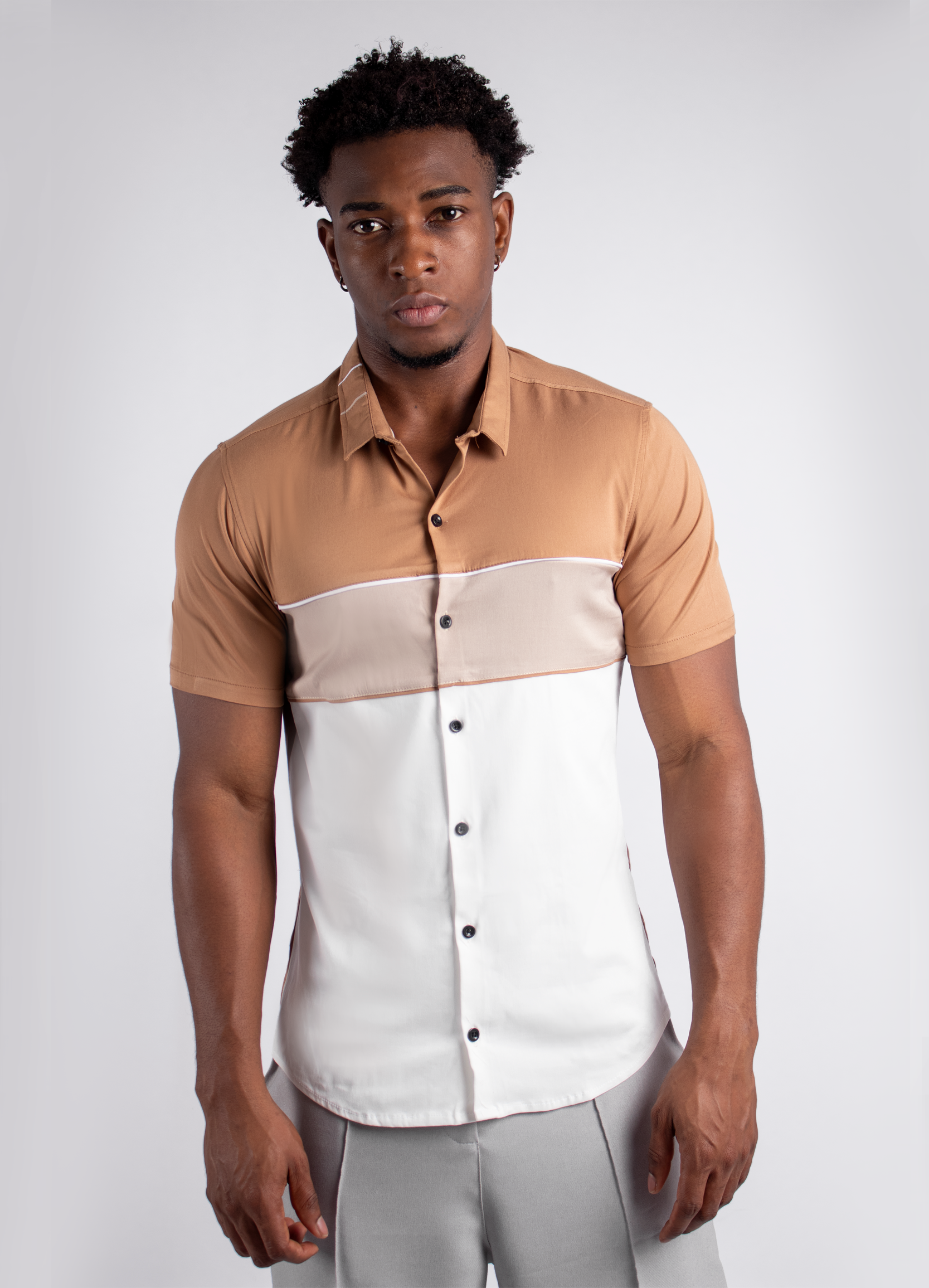 Camisa hombre Corte Beige