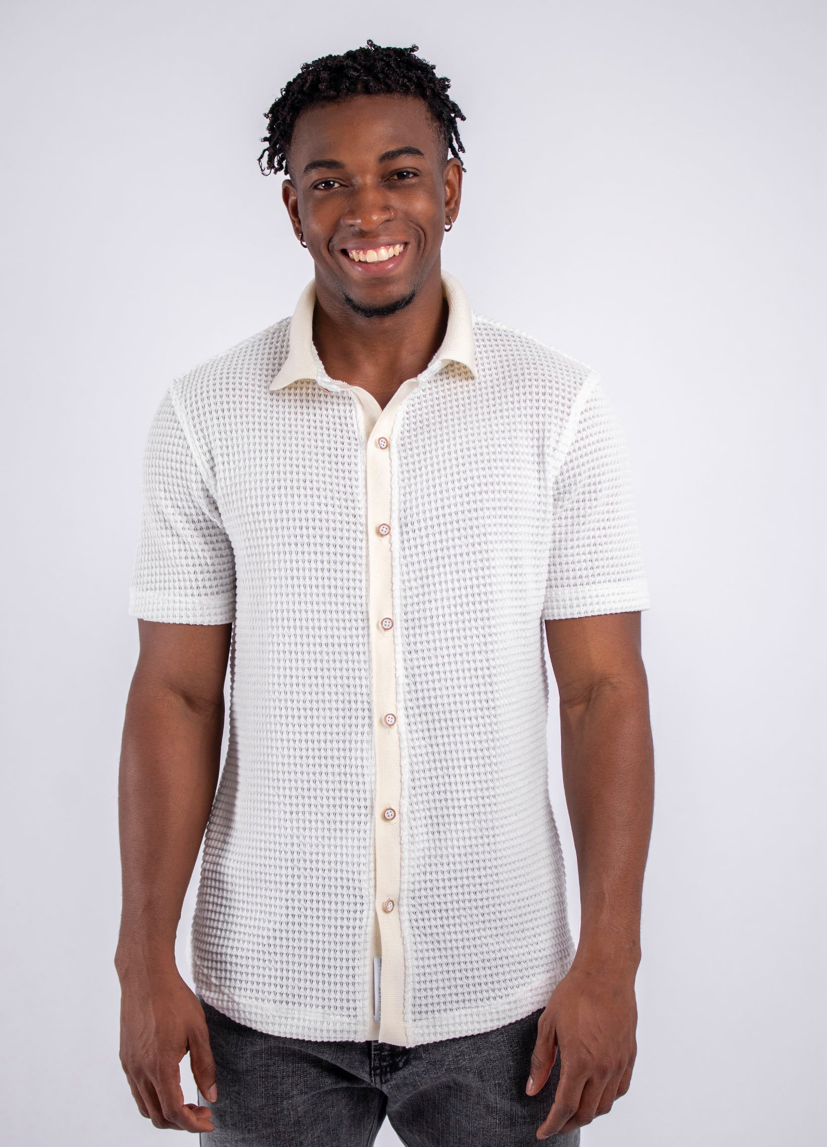 Camisa hombre Rib marfil