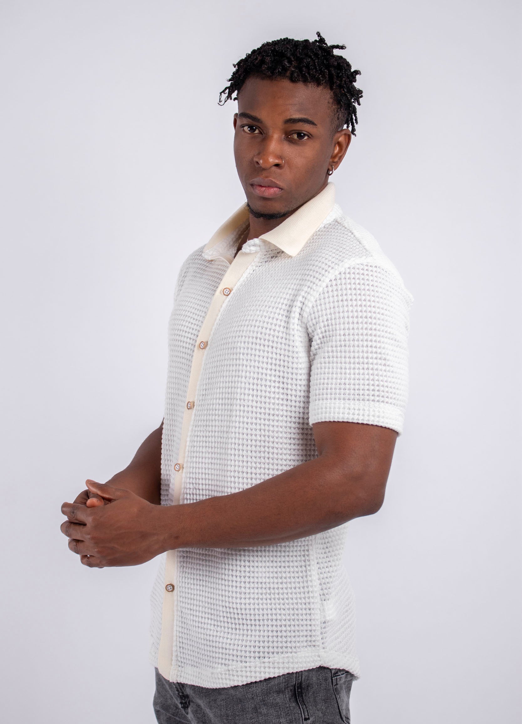 Camisa hombre Rib marfil