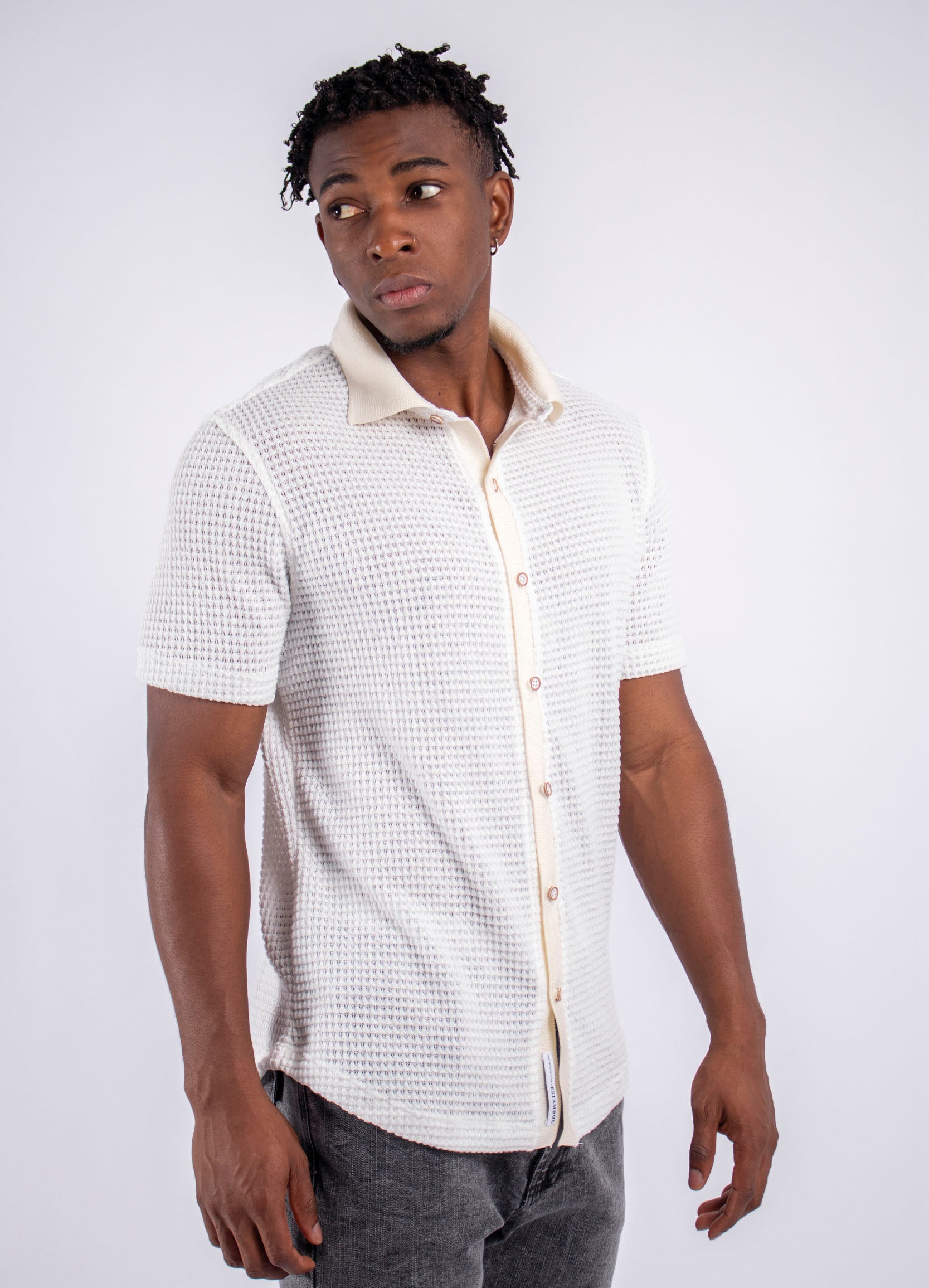 Camisa hombre Rib marfil