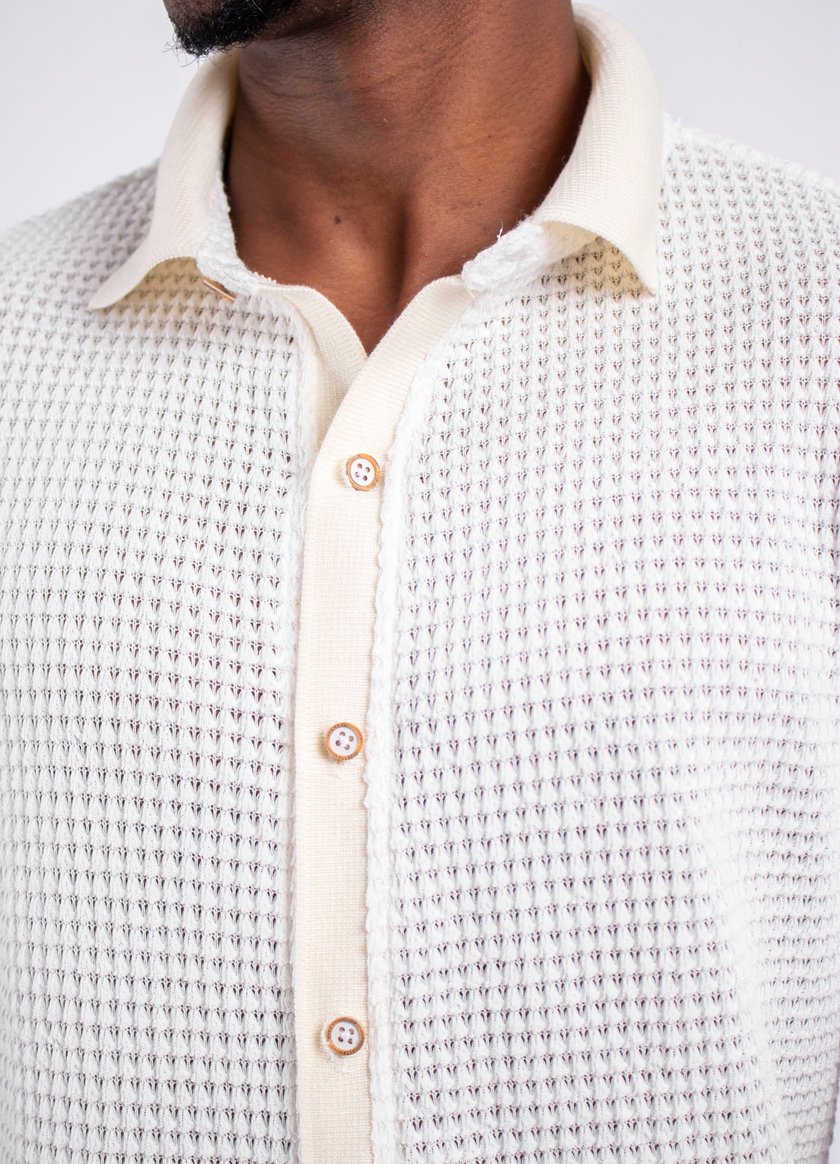 Camisa hombre Rib marfil