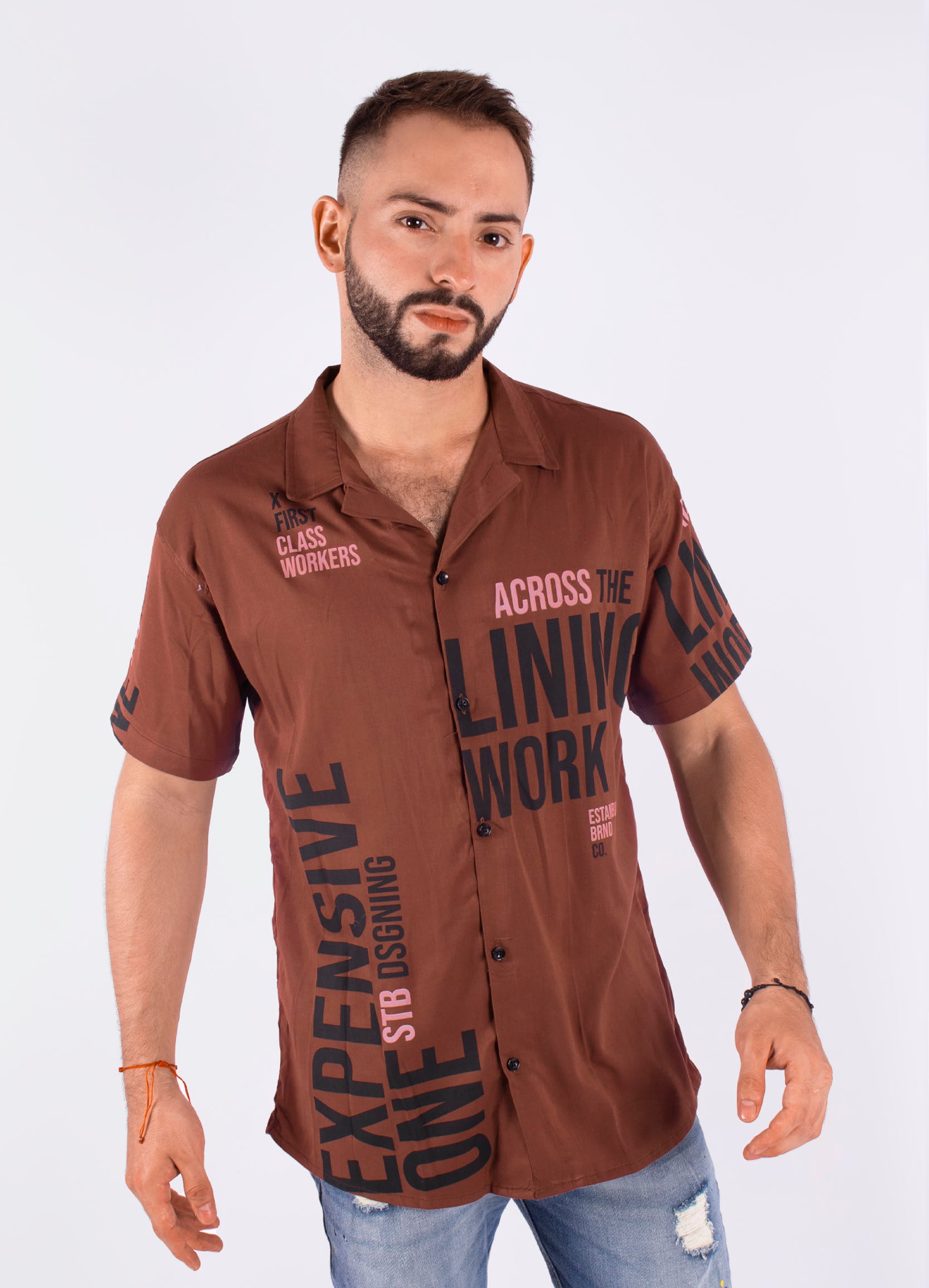 Camisa hombre  oversize lining work