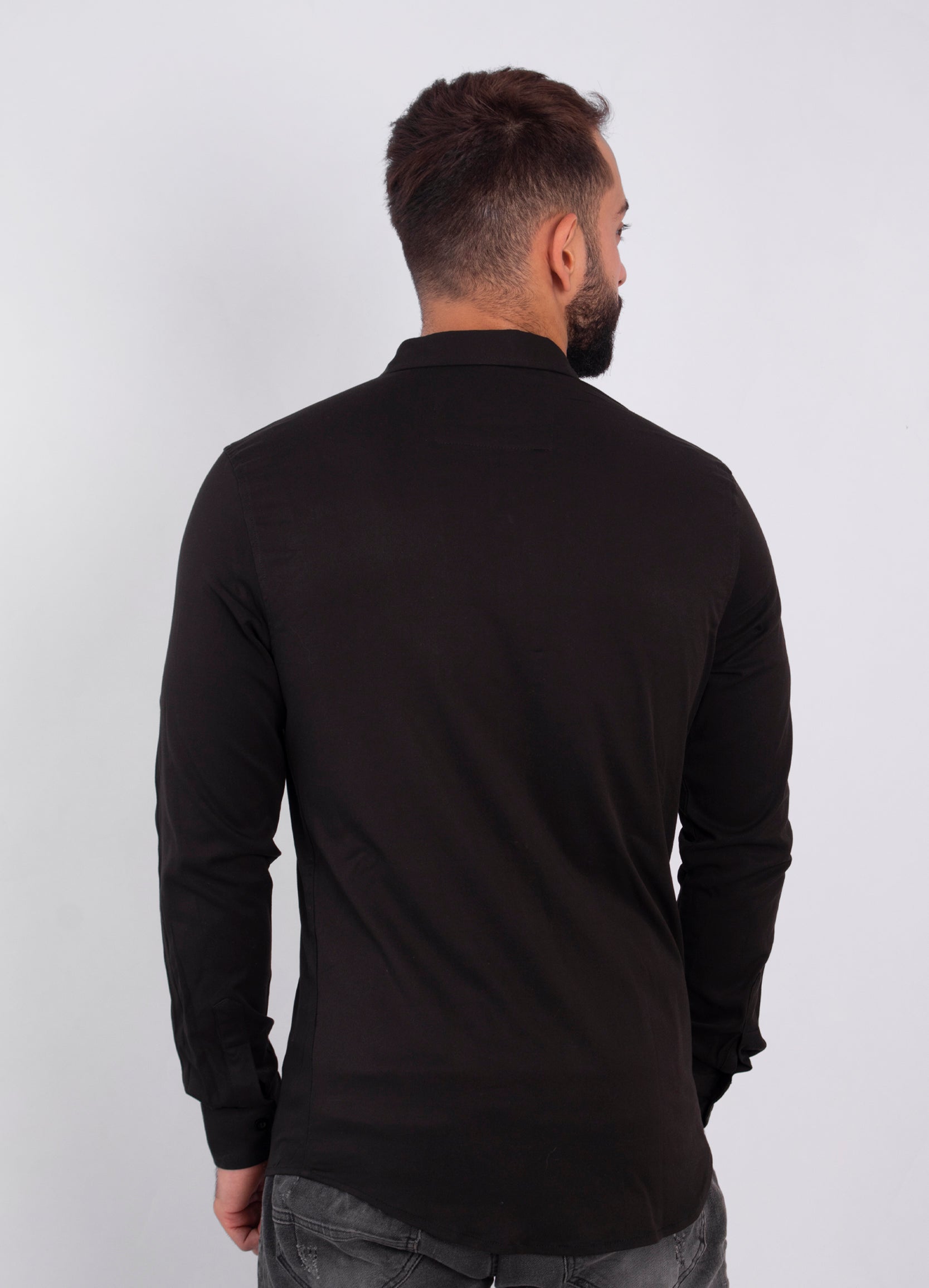 Camisa hombre ML cuello negra