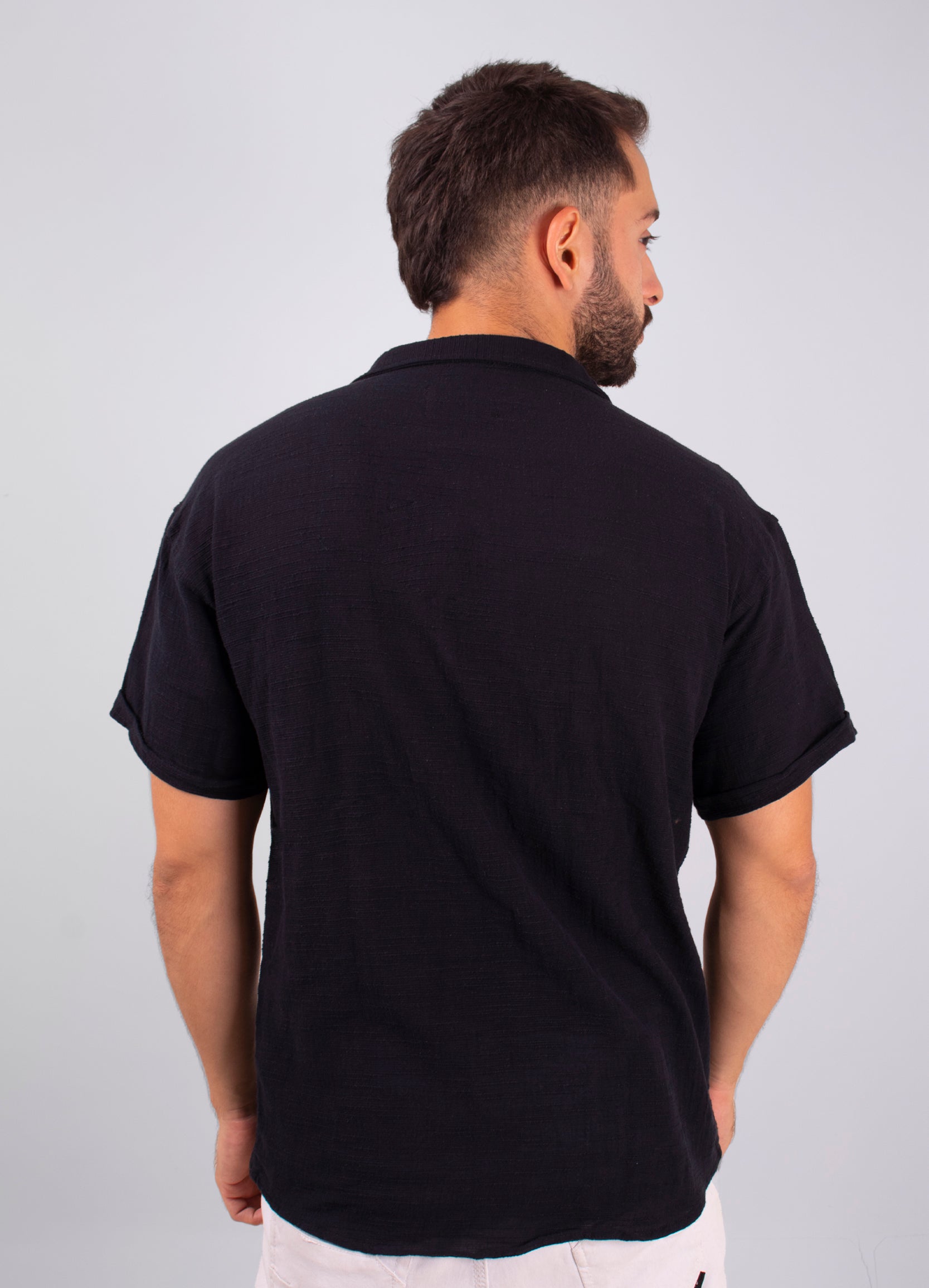 Camisa hombre textura negro