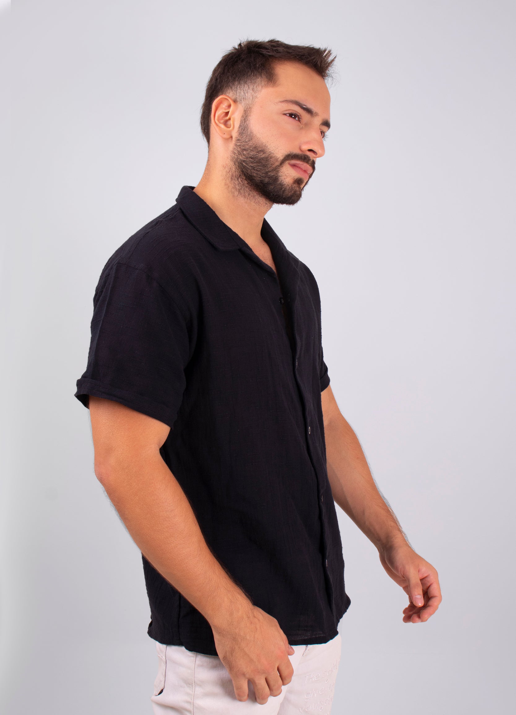 Camisa hombre textura negro