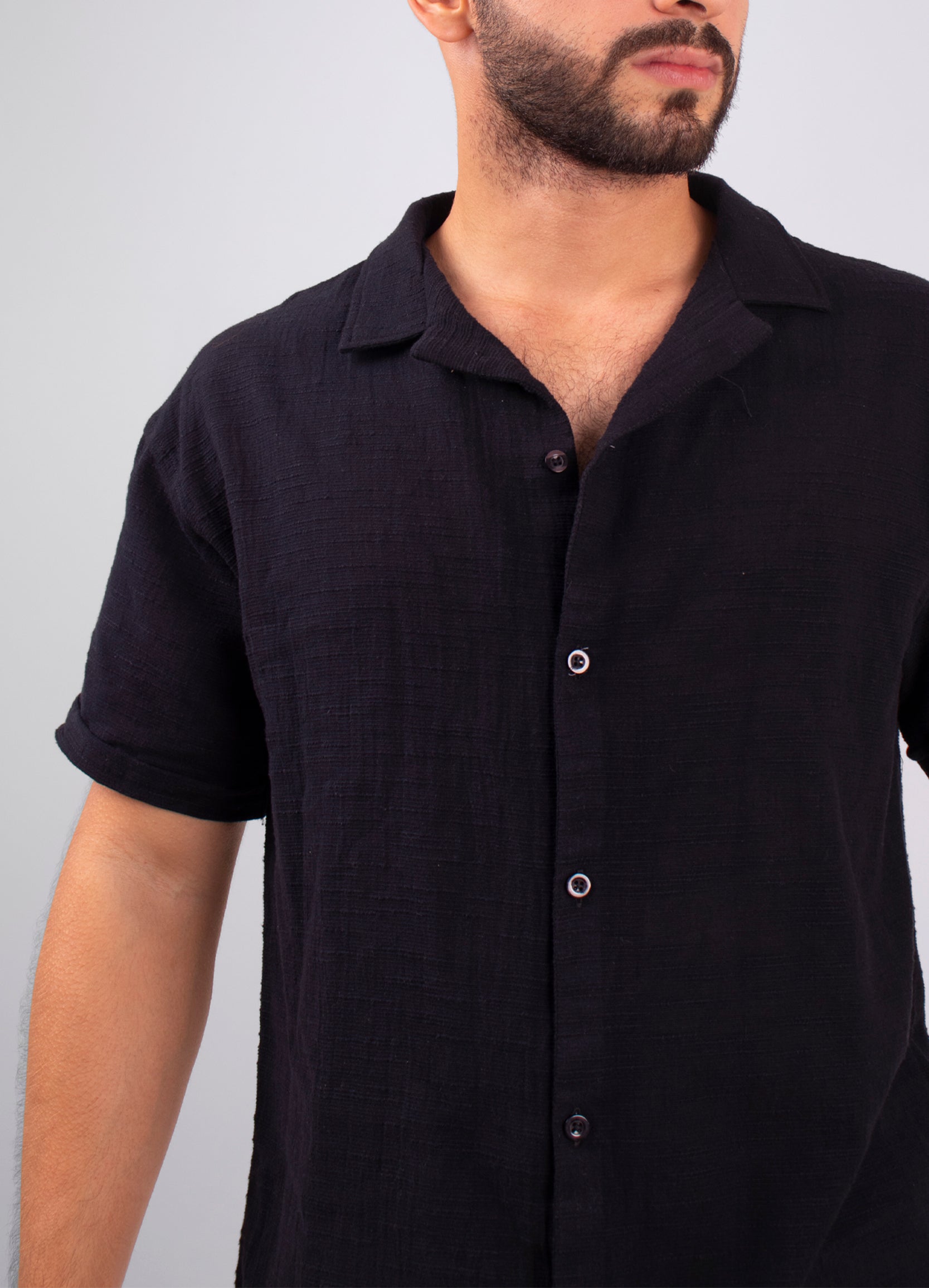 Camisa hombre textura negro