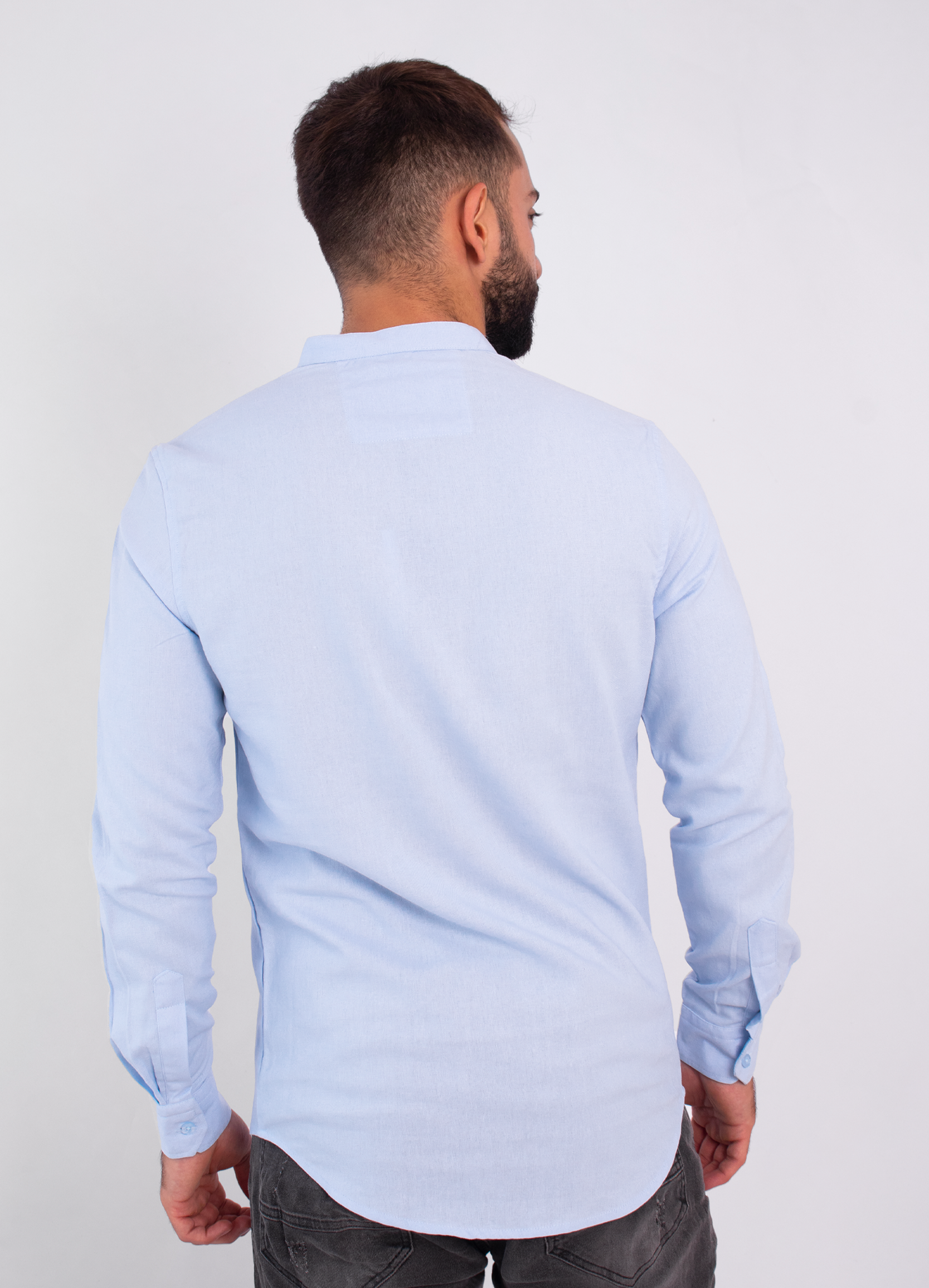 Camisa adulto manga larga  azul