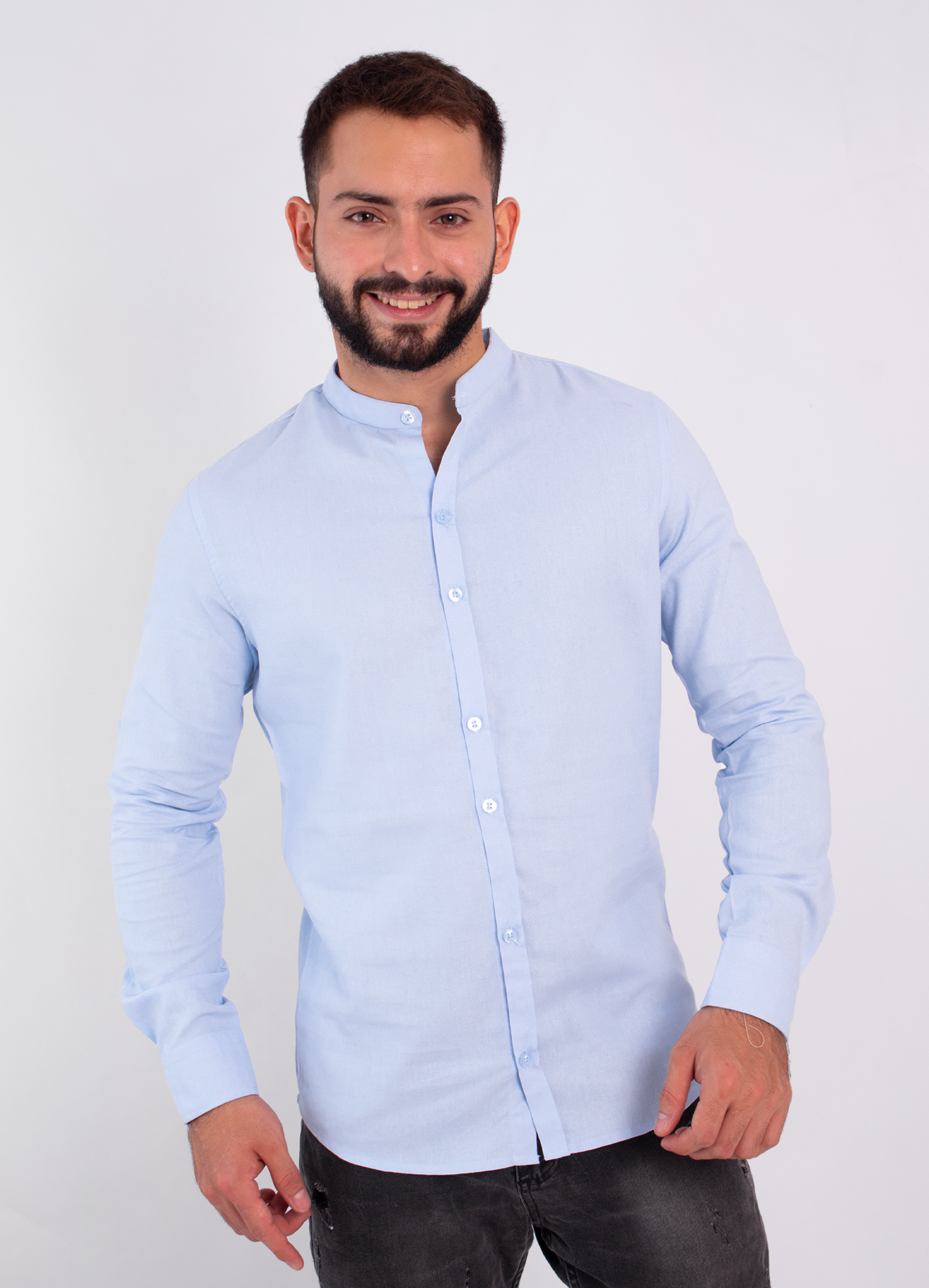 Camisa adulto manga larga  azul