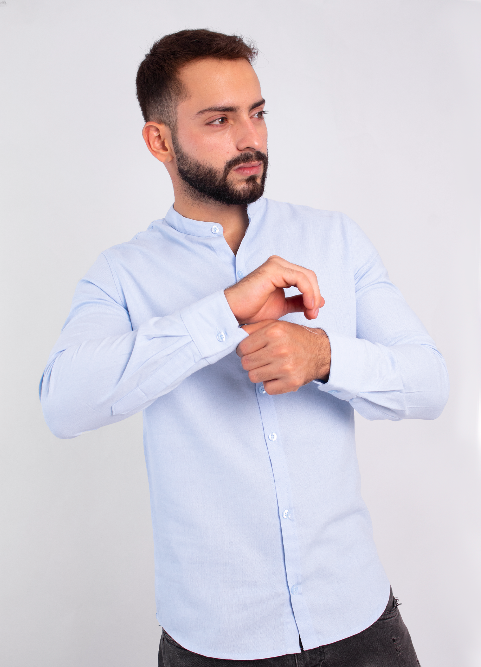 Camisa adulto manga larga  azul